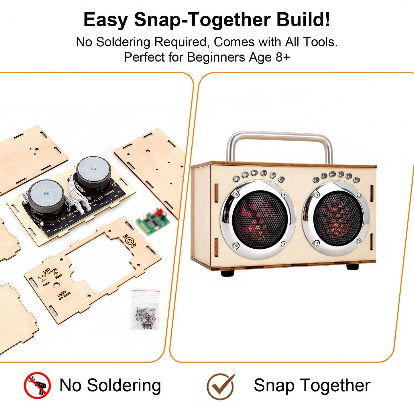 STEM Projects Kit for Kids & Adults Build Your Own Portable Wood Bluetooth Speaker Science Experiment Electronics Kit for Boys & Girls Ages 8-12 9 10 14 16-Chrome Graduation Gift