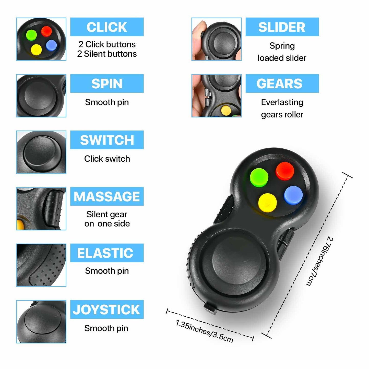 5PC Fidget Toys Adults Set Fidgets for Classroom Must Have Autism Sensory Pack Figette Cube ADHD Special Treasure Prize Tool Stress Relief Desk Cool Gadget for Kid Easter Basket Stuffers for Teen Boys