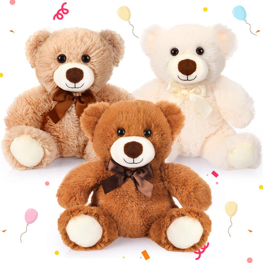 Zhanmai 3 Pcs Bear Stuffed Animals Bulk 13.5 Inch Plush Bear Toy Gifts Soft Cute Plushies for Wedding Engagement Birthday Baby Shower Party Favor(Classic Color)