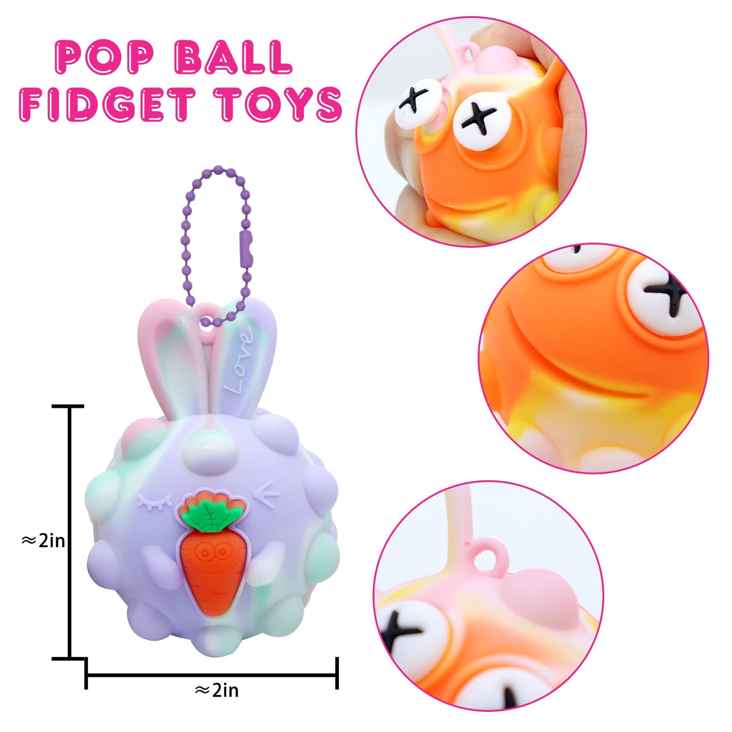 18 Pack Fidget Balls Party Favors, 2 inch 3D Animal Pop Balls Fidget Toys, Party Favors for Kids 4-12, Goodie Bags Stuffers, Pinata Stuffers, Birthday Gifts, Classroom Prizes, Treasure Box Toys