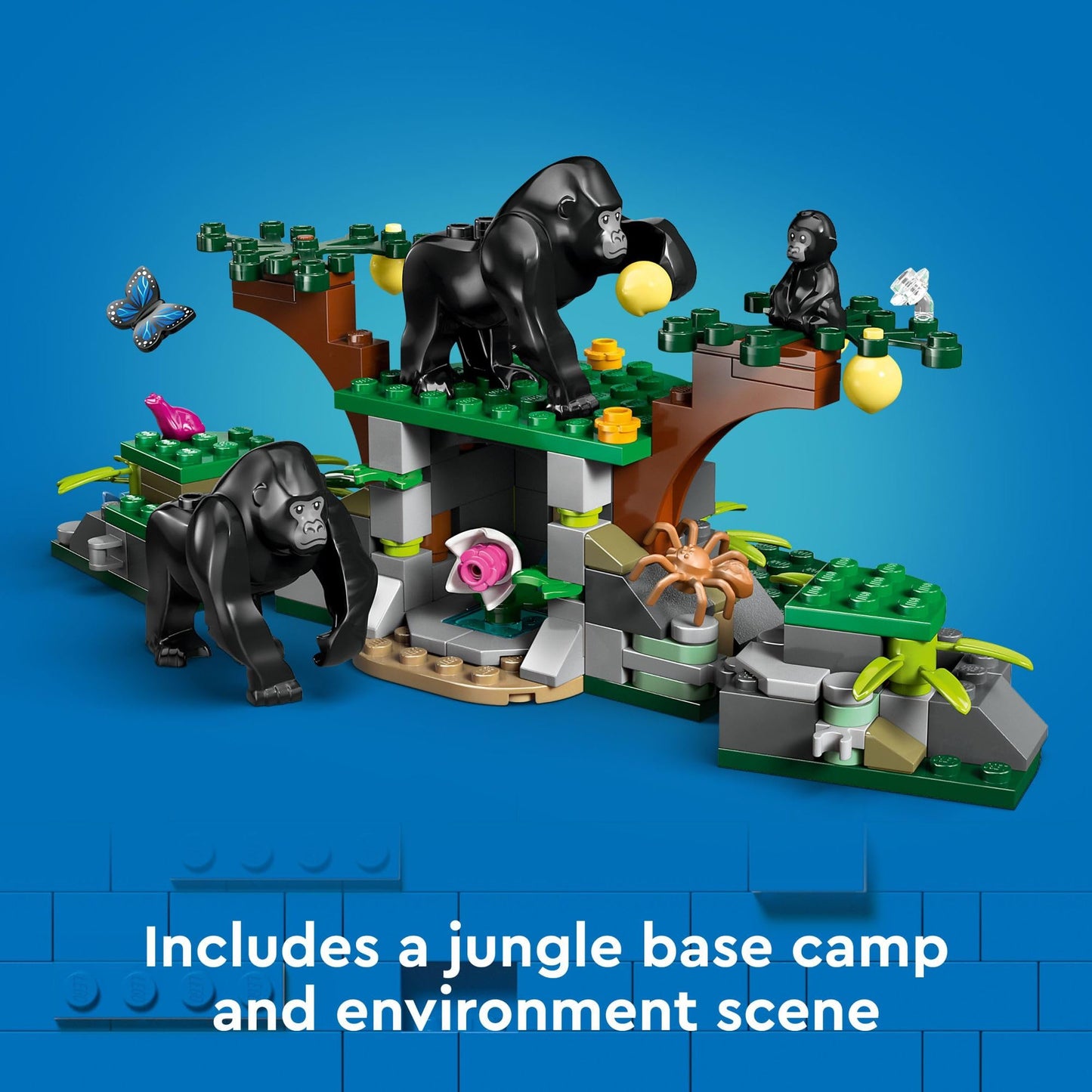 LEGO City Jungle Explorer Helicopter Toy at Base Camp - Kids Toy Adventure Building Set for Boys & Girls, Ages 8+ - with 5 Minifigures & Gorilla Figures - Gift Ideas for Birthdays - 60437