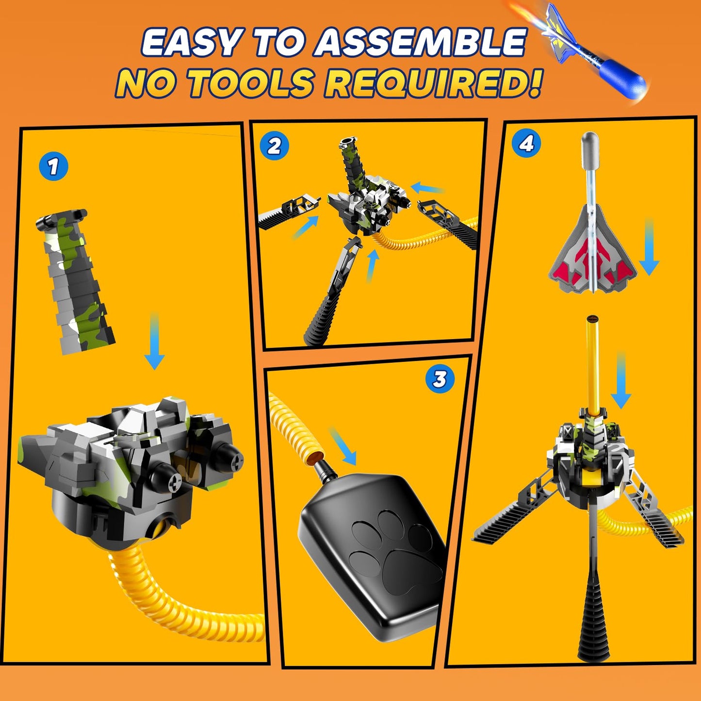 DULONIME Rocket Launcher for Kids with 8 LED Airplane Rockets and 2 Tank Launcher, Outdoor Toys for Toddlers, Rockets for Kids Age 4-8, 2 3 4 5 Year Old Boy Birthday Gift, Launching up to 120+ Feet