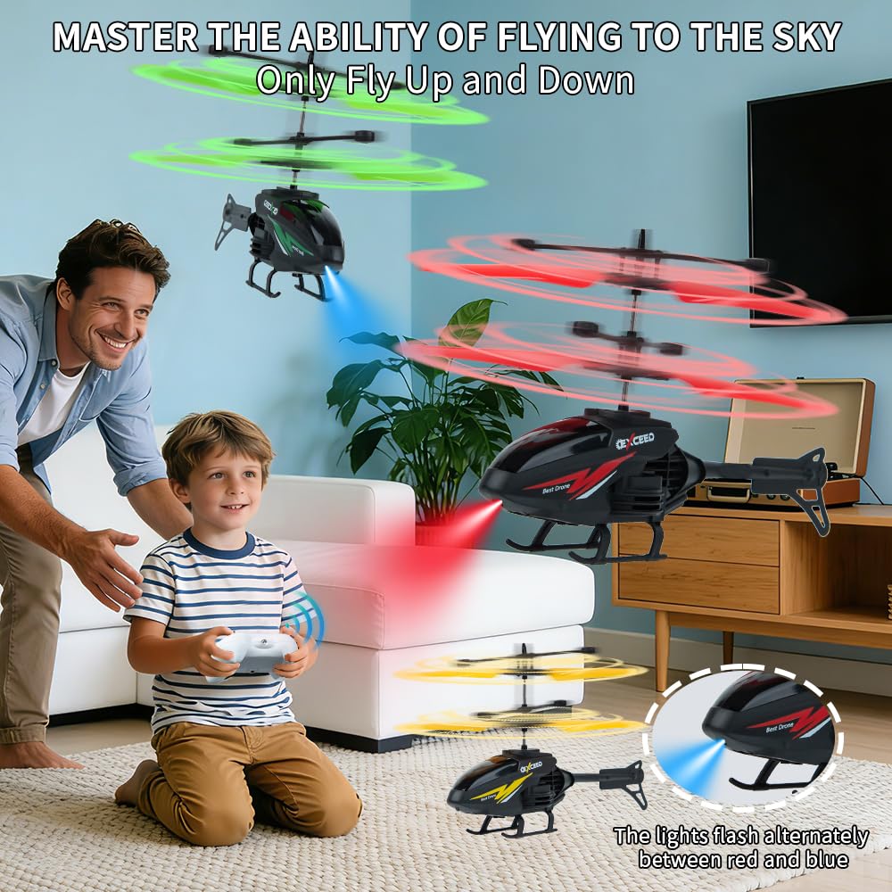 RC Helicopter, Remote Control Helicopter Toy for Kids with 10Mins Flight, Gesture Sensing Indoor Flying Helicopter Toys,3 Pack RC Airplane for Kids with Light,Birthday Gifts for Boys and Girls