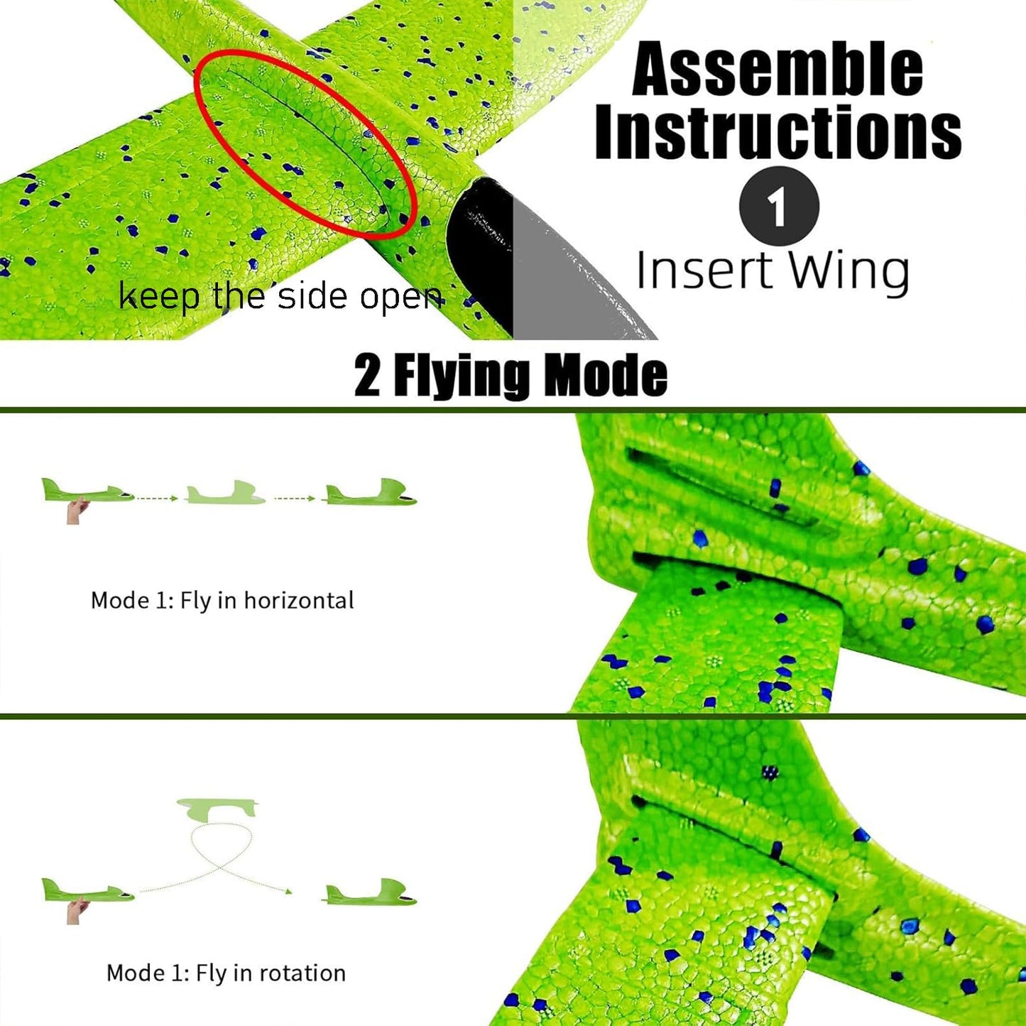 PLMMOUT 4 Pack Foam Airplanes,17.5" Large Throwing Foam Plane,Airplane Toys for Kids,2 Flight Mode Glider Plane Outdoor Toys,Foam Airplane Party Favors Birthday Gifts for 3 4 5 6 7 Year Old Boy