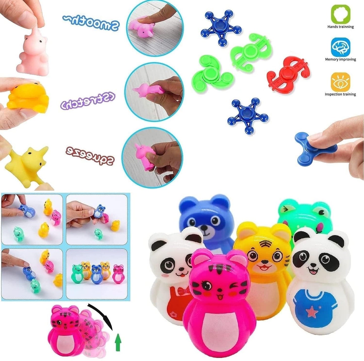 120 Pcs Party Favors for Kids 4-8-12, Squishy Fidget Toys, Squishies, Squishy Toys, Treasure Box Toys, Classroom Prizes, Pinata Filler Goodie Bag Stuffers, Carnival Prizes, Prize Box Toys