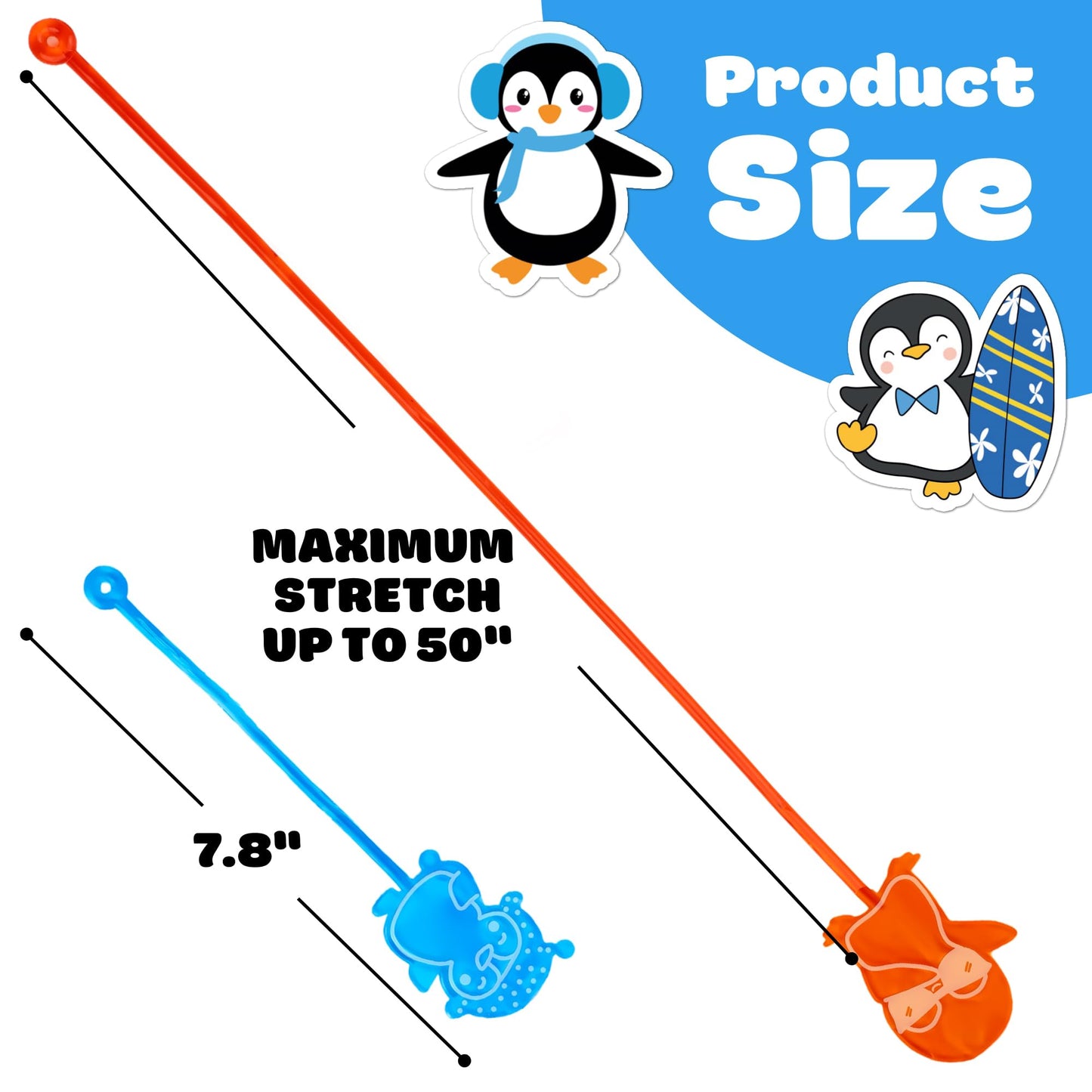 48PCS Penguin Party Favors - 24 Temporary Tattoos + 24 Stick Hands - Perfect Birthday Favors, Goodie Bag Stuffers, Treasure Box Toys, Classroom Prizes, and Student Gifts