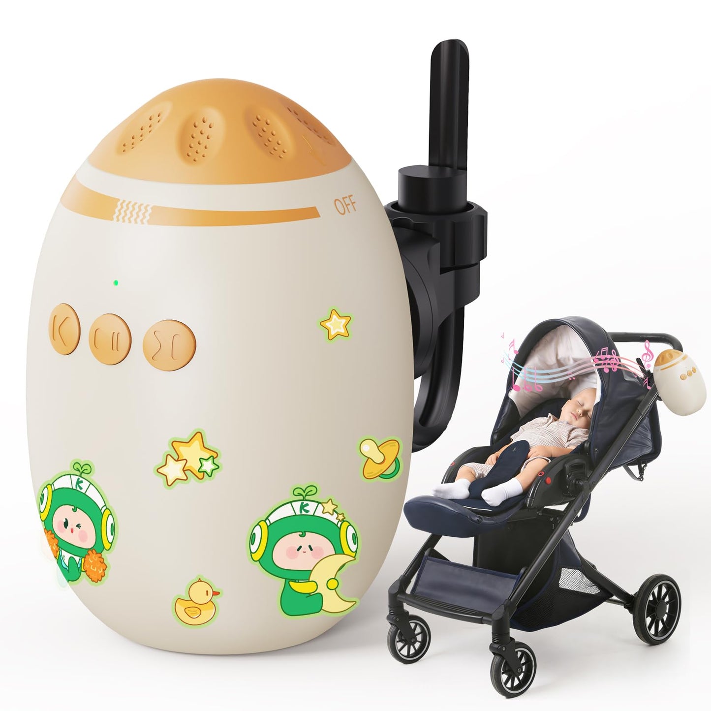 Hands-Free Baby Stroller Rocker Soother | Stroller Rocker Adjustable Vibration with 11 White Noises - Rechargeable Portable Baby Calming Device Universal Accessory for Strollers & Cribs