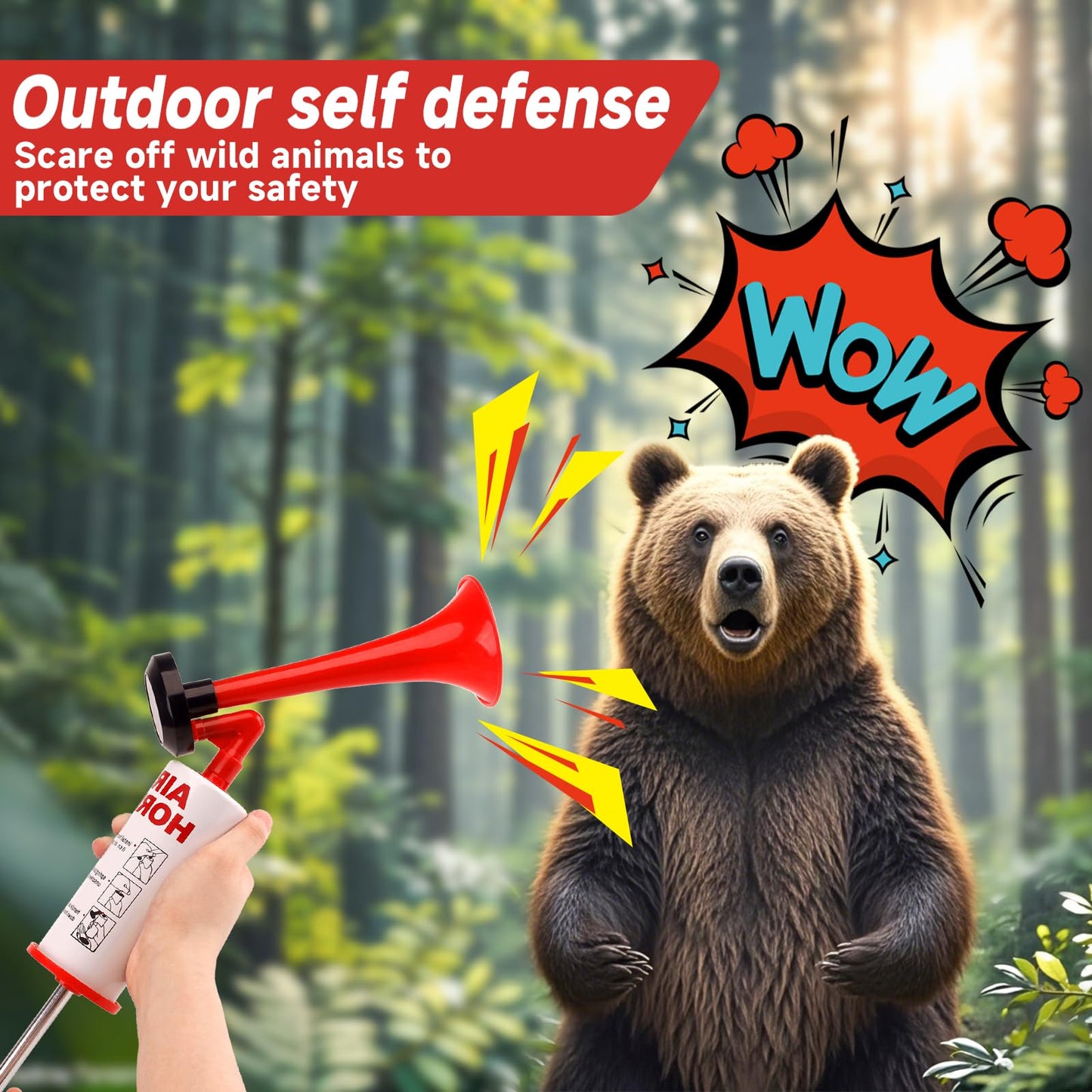 Handheld Pump Air Horn, Banhao Cheering Horns Sports Events Loud Noise Maker Safety Horns for Boats Party Graduation Aggressive Animals