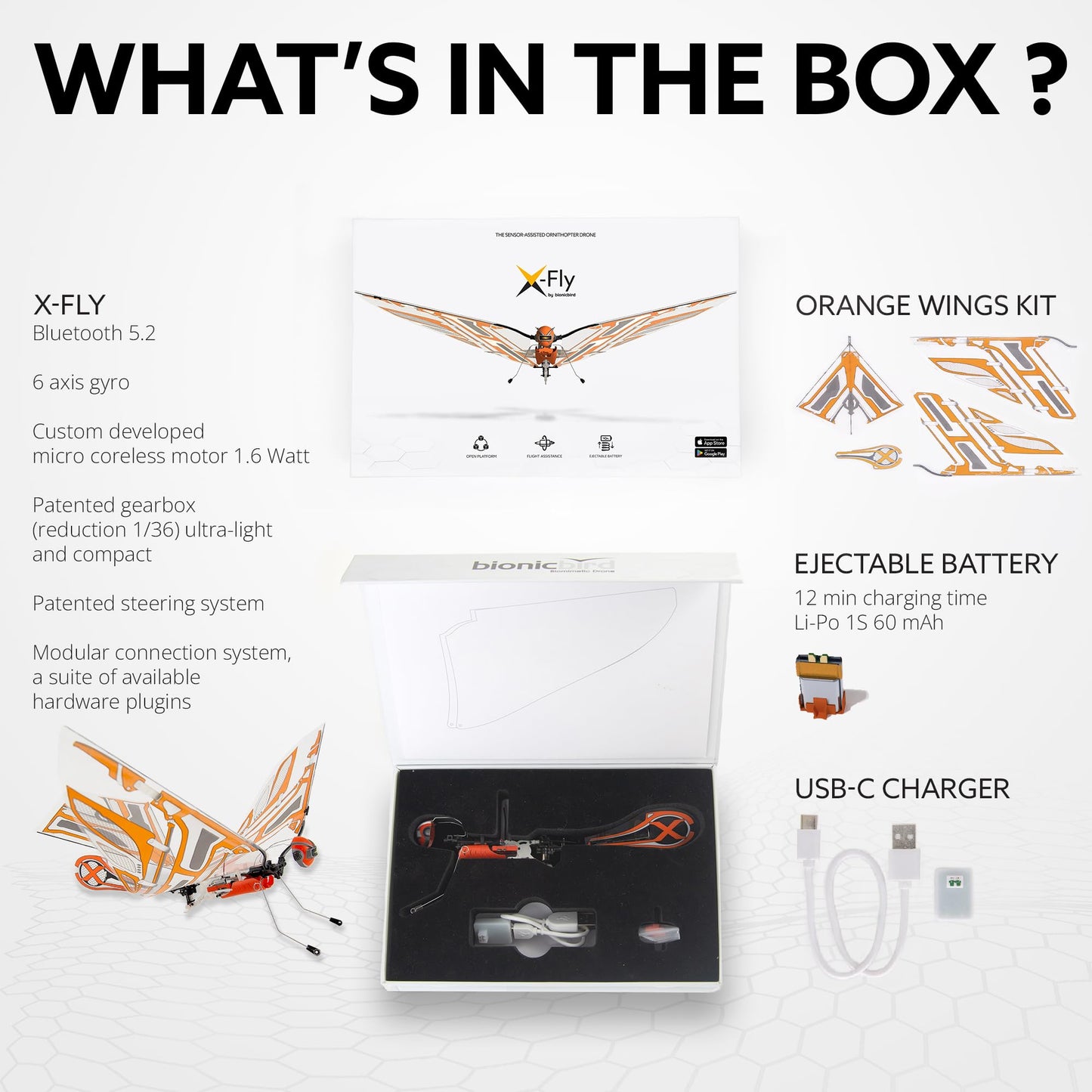X-Fly Bionic Bird - sensor assisted ornithopter drone | RC & smartphone controlled for iOS & Android| Easy to fly with Autopilot & 6-Axis Gyro Stabilizer | next-gen flapping wings | For pilots & beginners