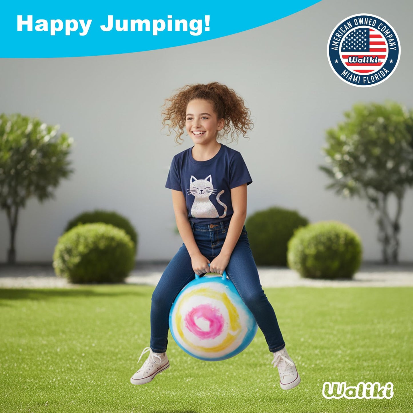 WALIKI Hopper Ball for Teens | 22-Inch Jumping Sit and Bounce Ball | Hop Ball for Outdoor Fun & Tie Dye