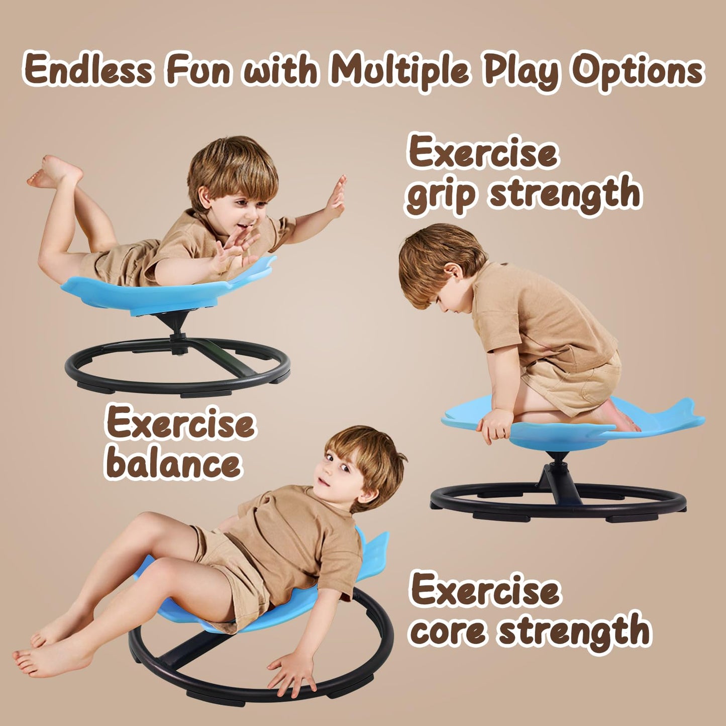 HAPPYMATY Autism Kids Swivel Chair Sensory Toy for Kids Spinning Chair Toys & Games Balance Physical Therapy Equipment, Indoor Outdoor Play Equipment for 3+, Sky Blue