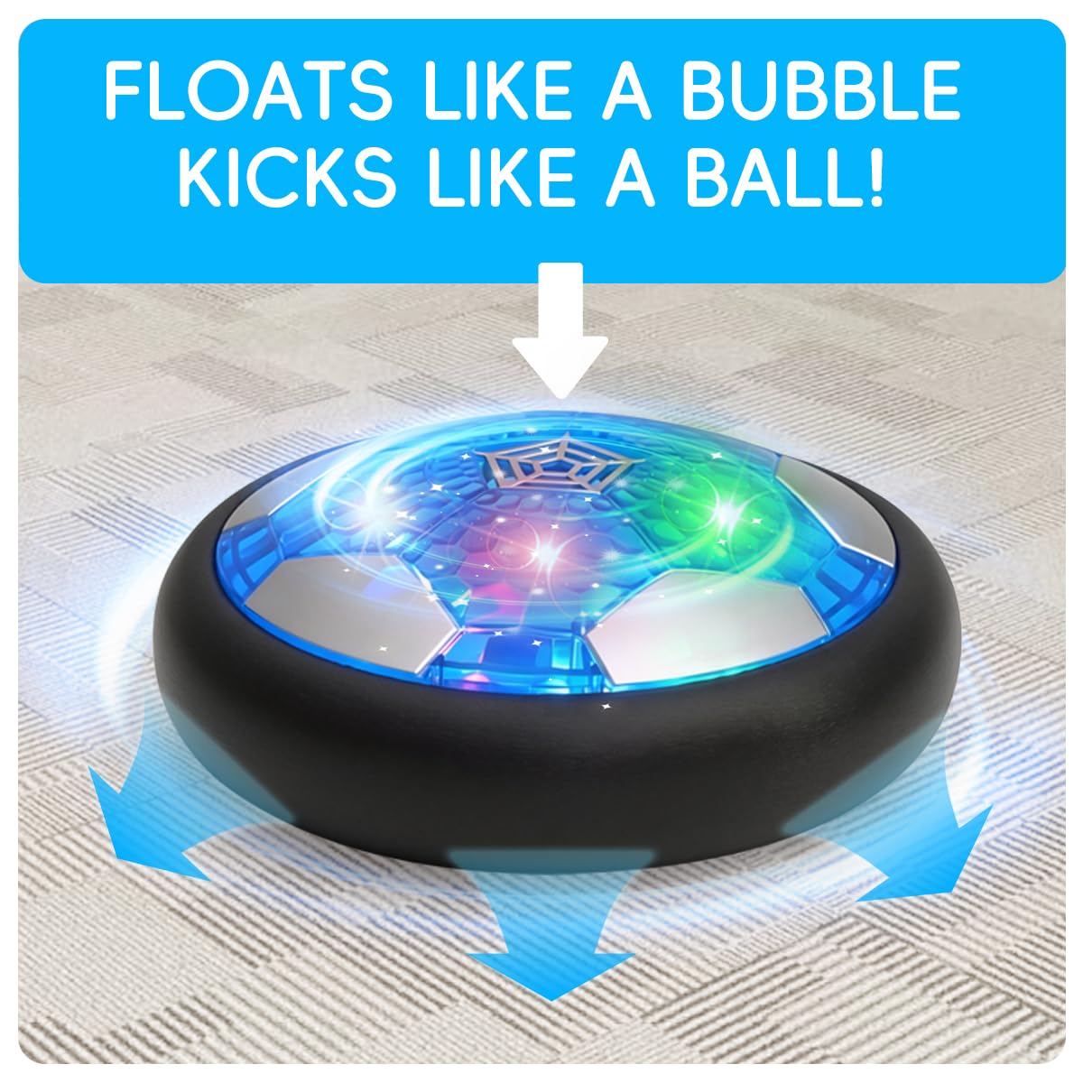 bulucoben Rechargeable Hover Soccer Ball for Kids - Boy Birthday Gifts Age 6, 7, 8, 9, 10, 11, 12 Year Old, Indoor Light-Up Air Power Floating Soccer Ball Boy Toys for Kids Age 4-6, 6-8, 8-12