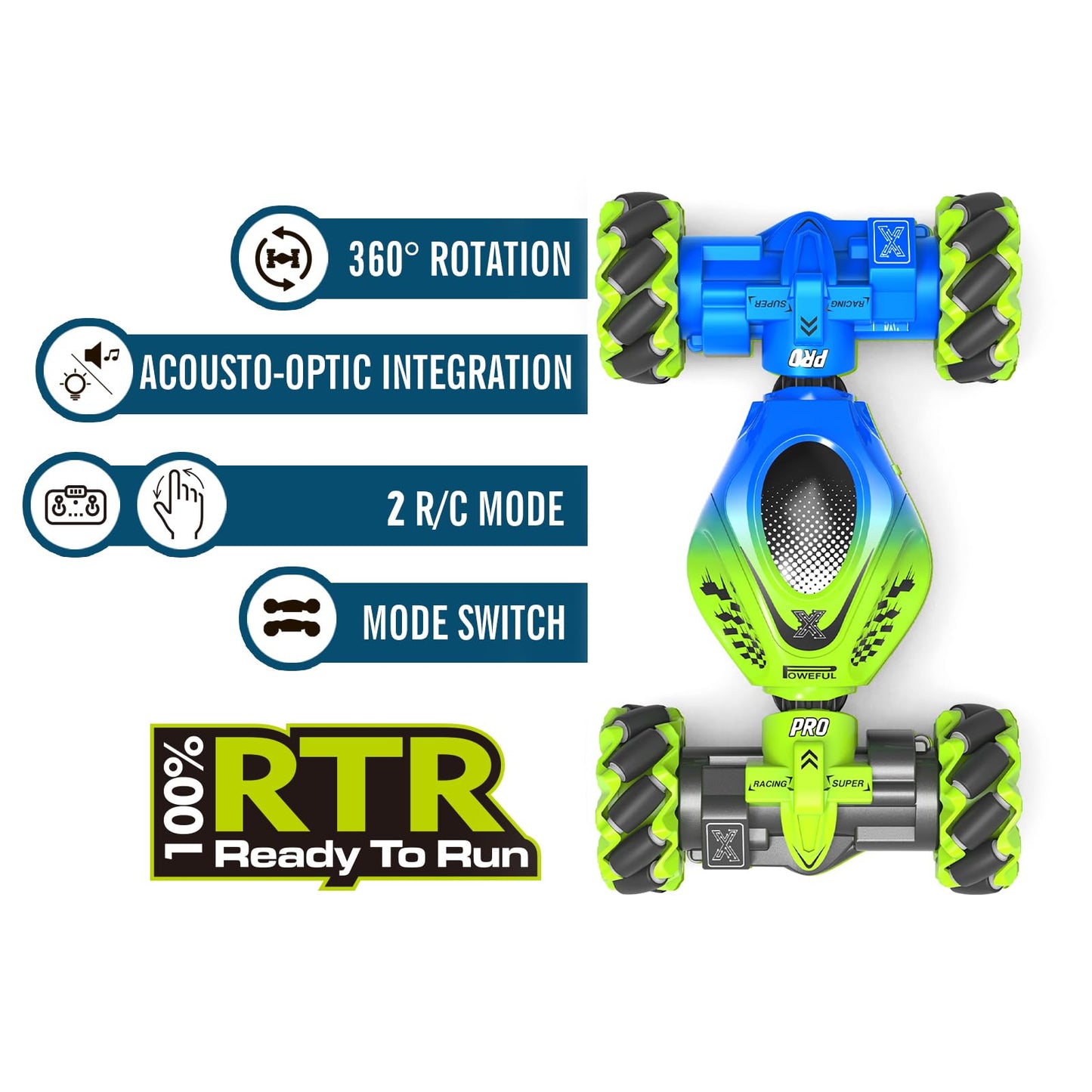Fosgoit Gesture RC Car, 2.4GHz 4WD Gesture Sensing RC Stunt Car Toys for 6-12 Years Old Boys Girls, Hand Controlled Remote Drift Twist Offroad 360° Rotation with Lights Music for Birthday Gifts