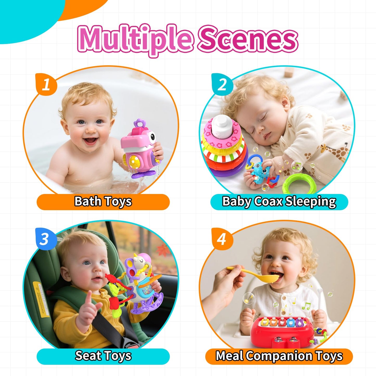 4 in 1 Baby Toys for 6 to 12 Months, Infant Sensory & Stacking for 1+ Year Old, Busy Cube Toys for Babies 12 -18 Months, Piano Xylophone Musical Travel Toys, Christmas Birthday Gifts for 1 - 2 - 3