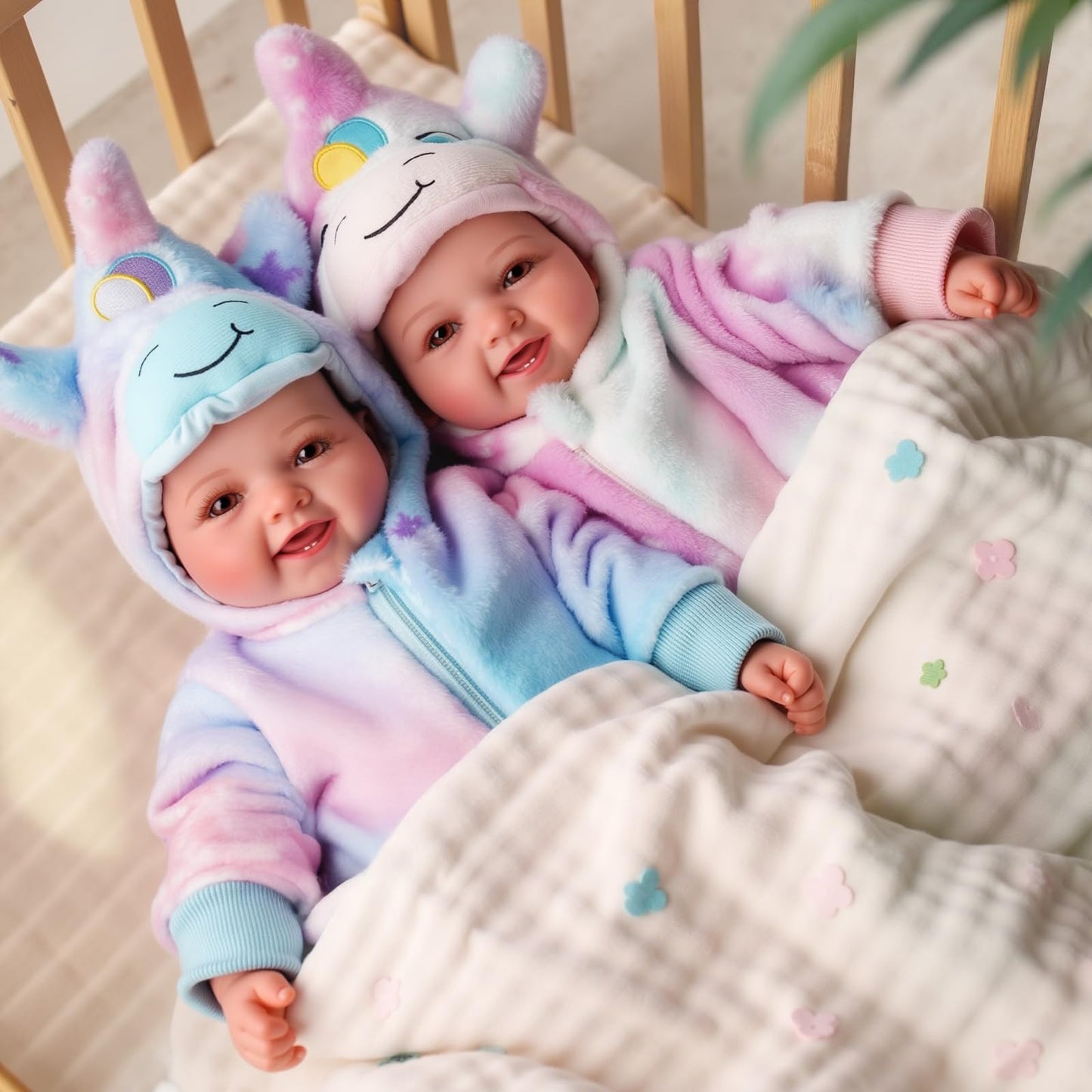 BABESIDE Baby Dolls Twins - 17'' Cute Soft Body Realistic Newborn Twin Dolls Real Life Baby Girl and Boy with Accessories Kids Age 3+ Year Old Gifts, Pretend Play, Collection