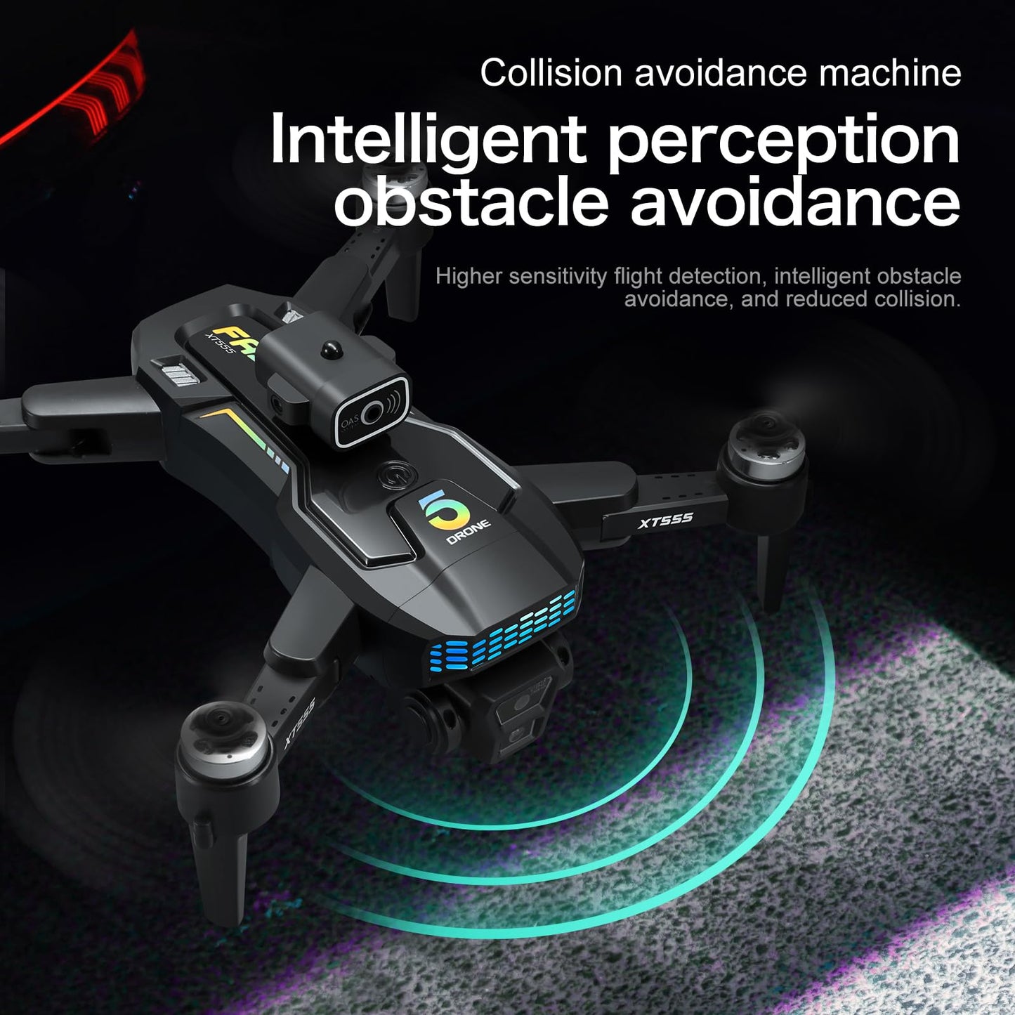 XT555 GPS Drone with 4K EIS Camera for Adults, RC Drone with 4.5" HD Screen on Controller, 60 Mins Flight Time, Long Range Transmission, Follow Me, Auto Return, Brushless Motor, Obstacle Avoidance, Lightweight and Foldable Quadcopter for Beginner Birthday