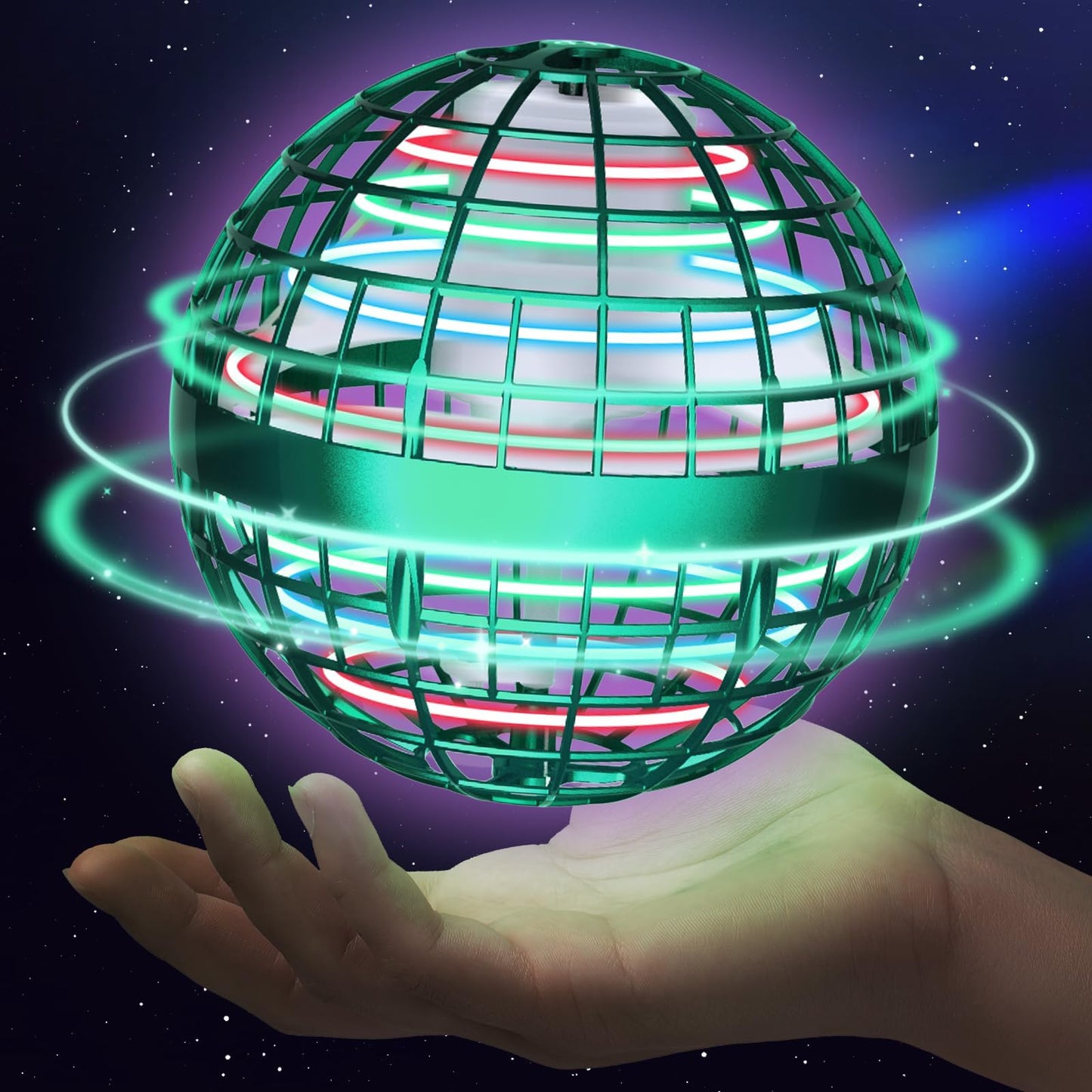 Sosuy 2026 Flying Orb Ball for Kids, Magical Hover Cosmic Boomerang Space Floating Mini Hand Rotating Drone Stocking Stuffer Xmas Toys for Boys Girls Teen Age 6 7 8 9 10+ Green