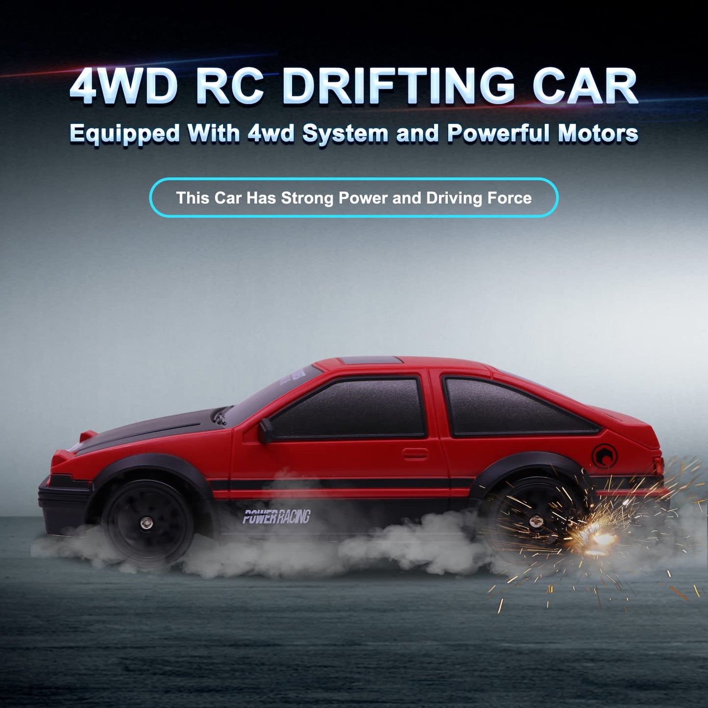 Desdoni Remote Control Car RC Drift Car 2.4GHz 1:24 Scale 4WD High Speed RC Cars Vehicle with LED Lights Batteries and Drifting Tires Racing Sport Toy Cars for Adults Boys Girls Kids Gift