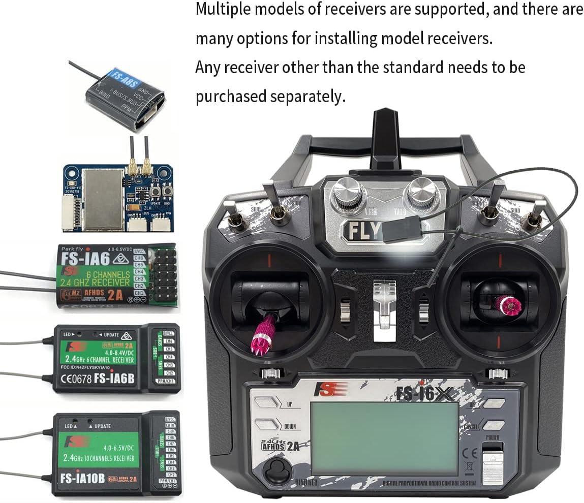 DTXMX FS-i6X 10CH Radio Transmitter and Receiver FS-iA10B 2.4G RC Controller for Airplane Helicopter FPV Drone RC Quadcopter Fly in The vast Sky (Mode-2)