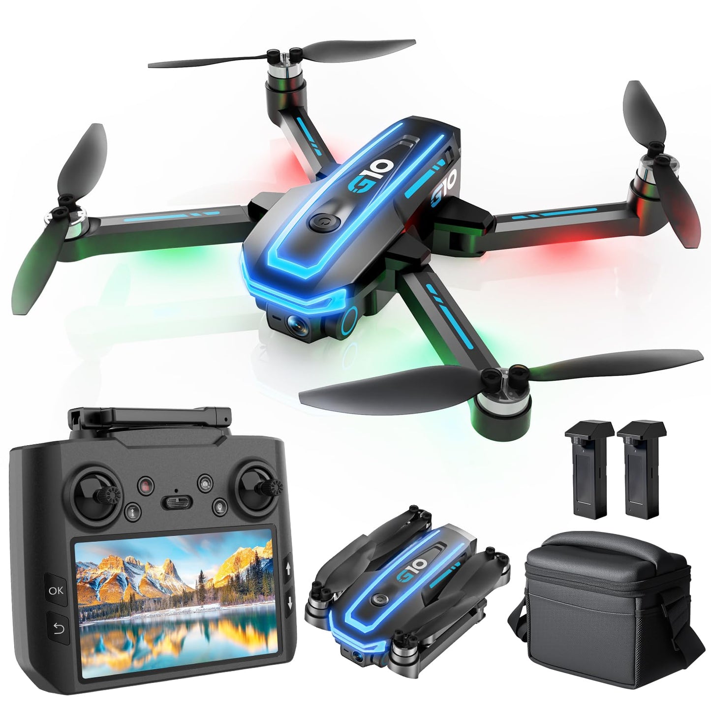 GPS Drone with 4K HD Camera for Adults,4.5 inch HD Screen on Remote Controller,FPV RC Drones with Auto Return, Follow Me and Lightweight,2 PCS Batteries for Long Flight Time,Easy Fly Quadcopter for Beginners,Under 250g