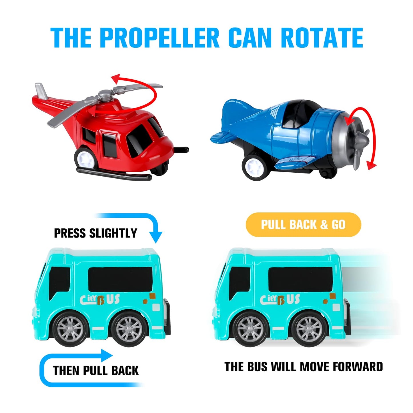 18 Pack Assorted Pull Back Cars and Airplanes Toy Set, Mini Die-cast Metal Friction Powered Vehicles Toy for Kids Boys Girls