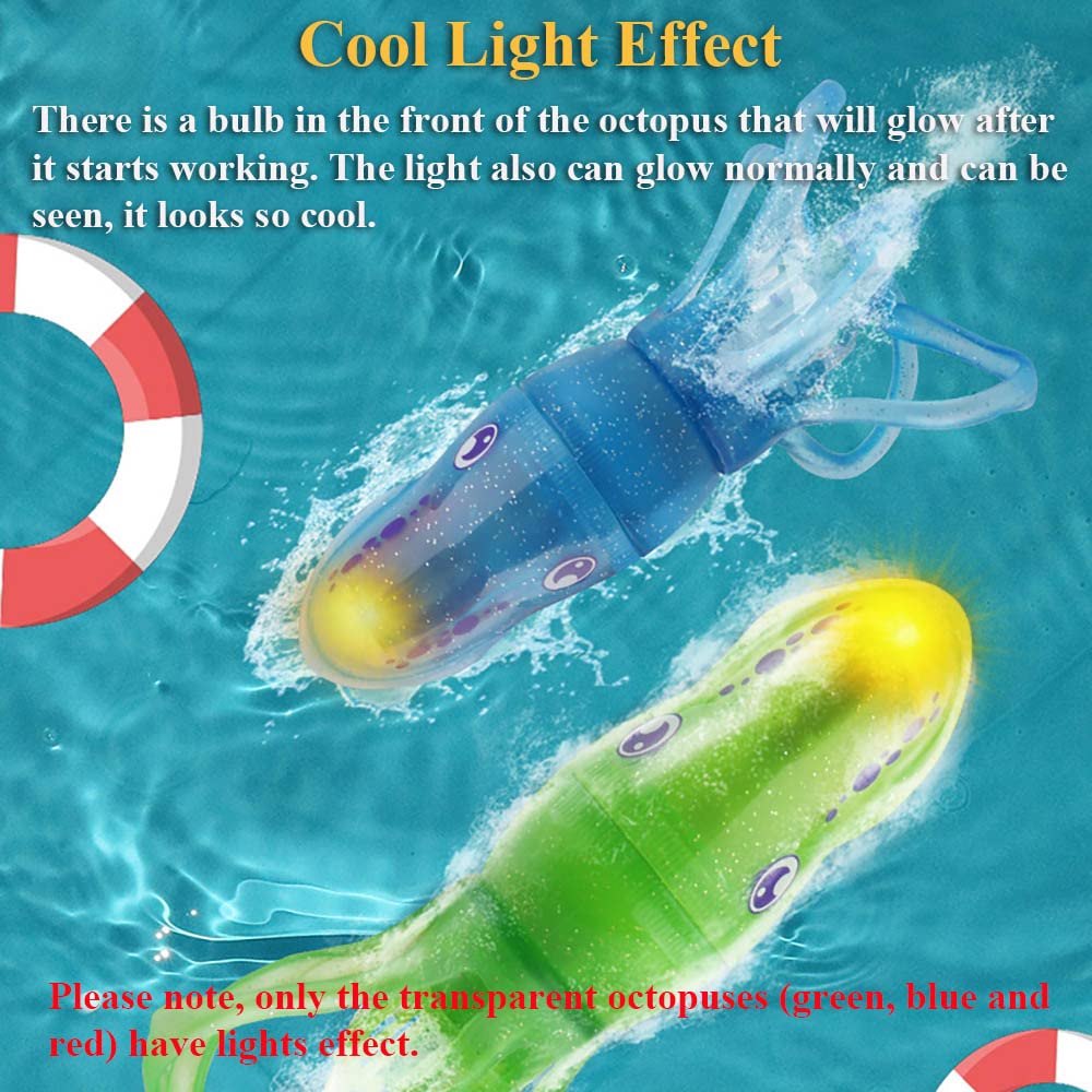 NEXTAKE Electric Octopus Bath Toy, Swimming Octopus Pool Toy Simulated Octopus Tub Toy Electric Octopus Bathtub Toy with Lights (Red)