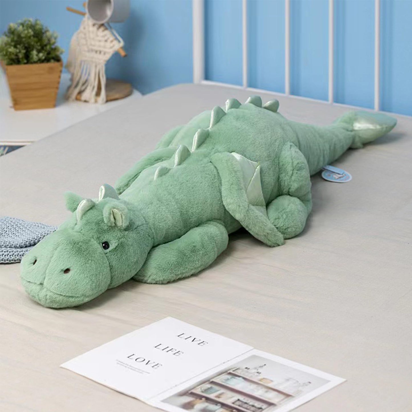 Dodhse Pterosaur Stuffed Animal with Wings - Cute Soft Dinosaurs Plush Toys Little Flying Dragon Plushies Pillow Doll Christmas Birthday Gifts for Kids Boys Girls (Green,27.55inch/70cm)