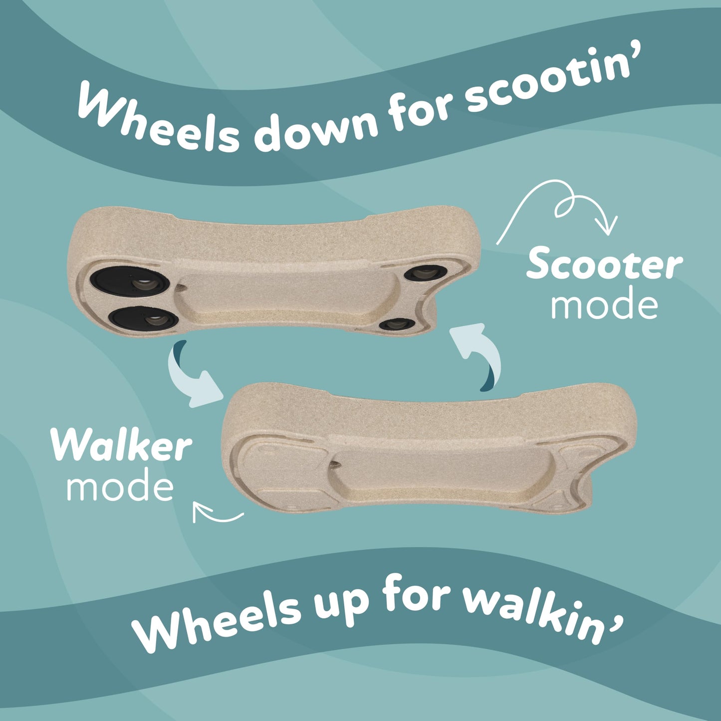 Nuby Boogie Buggy 3-in-1 Scooter for Kids - Walker, Scooter & Caster Board - Indoor & Outdoor Ride-On Toy for Ages 12+ Months - Beige
