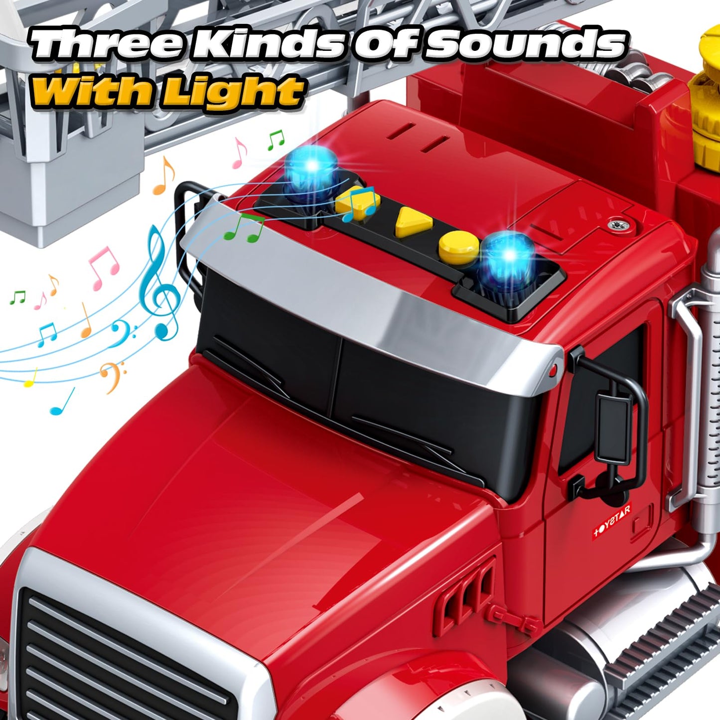 Kids Toys for 3 4 5 6 7 8 Years Old Boys, 15" Large Fire Truck Toy, Friction Powered Fire Rescue Truck Vehicle Toy with Lights and Sirens Sounds, Water Pump, Ladder, Birthday Gifts for Boys Girls