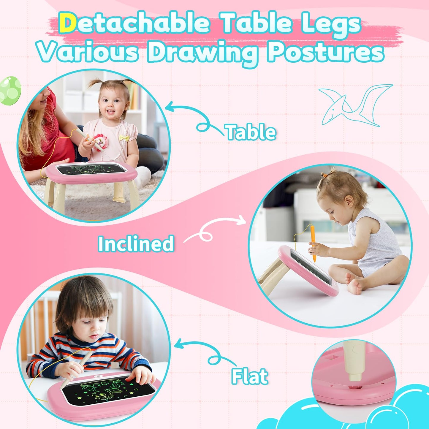 LCD Writing Tablet for Kids 1 2 3 4 5 Year Old - Toddler Drawing Tablet, Drawing Pad & Color Doodle Board Toy, Perfect Birthday & Christmas Gift Toy for 2-3 Year Old Boys and Girls (Pink)