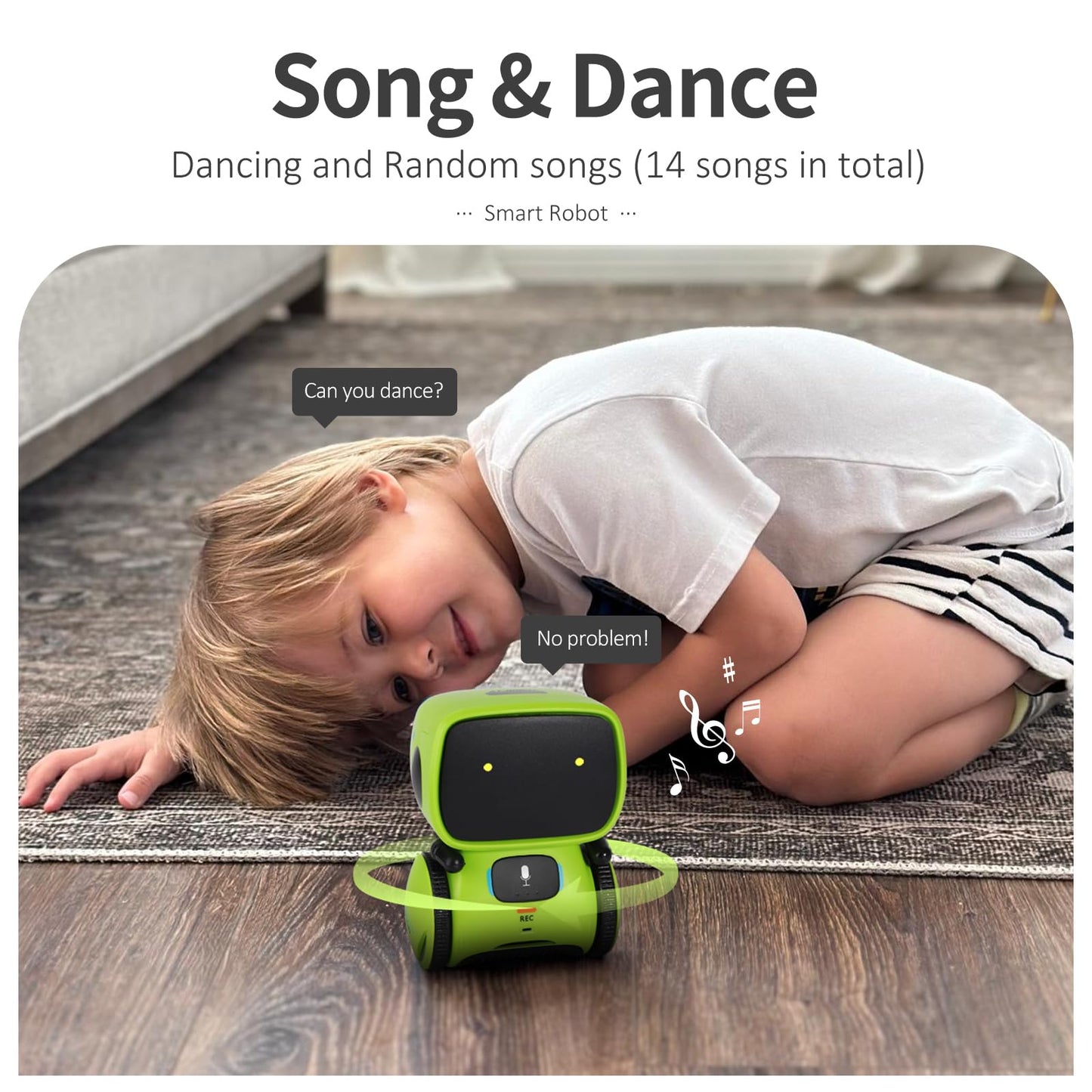 GILOBABY Interactive Talking Robot for Boys, Smart Toy with Touch Control, Playback Mode, Dancing, Singing, Educational Gift for 3-7 Year Old Kids (Green)