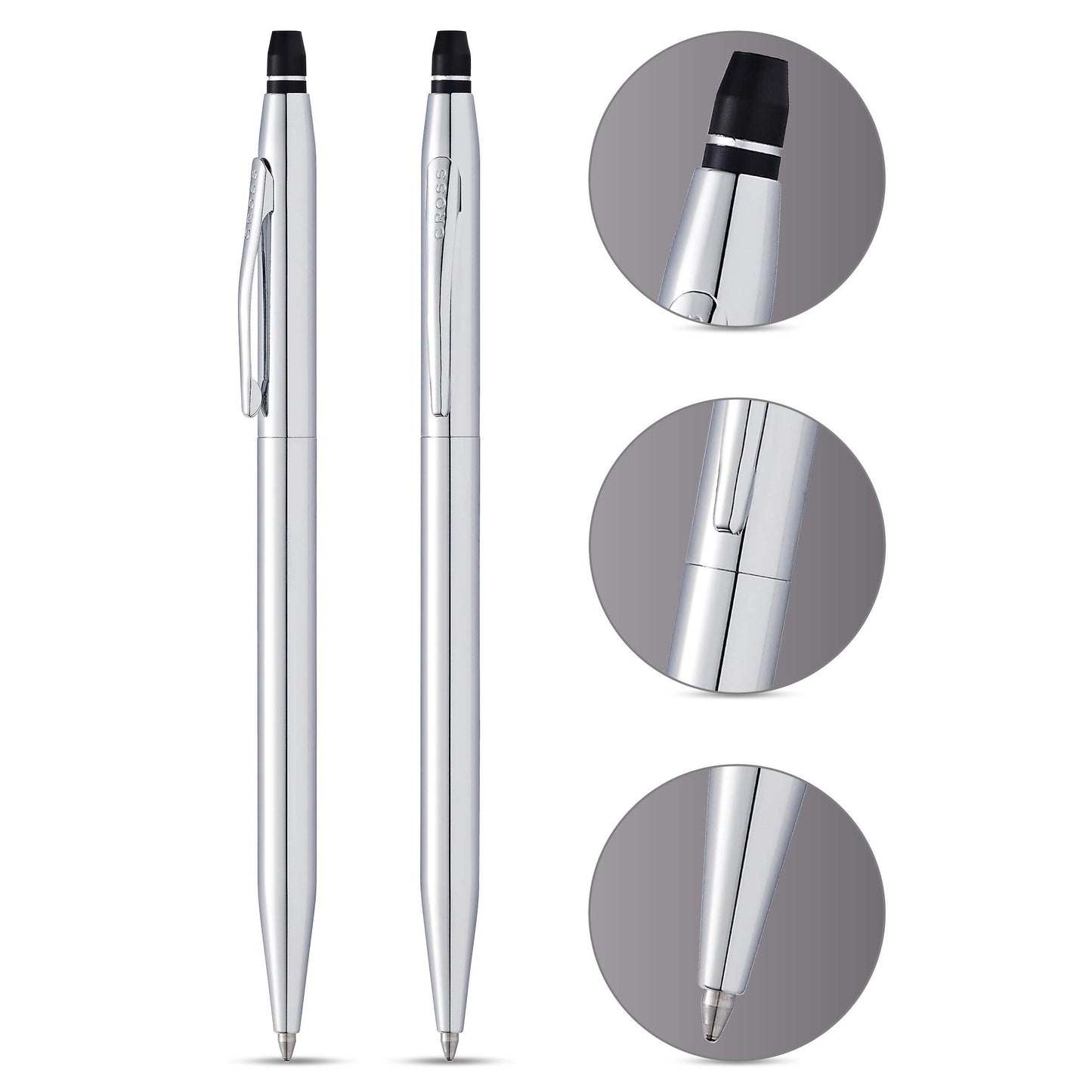 Cross Click Chrome Ballpoint Pen - High-End Writing Tool for Versatile Use - Smooth Writing & Journaling - Elegant Accessory - Long-Lasting - Black Ink - Includes Gift Box