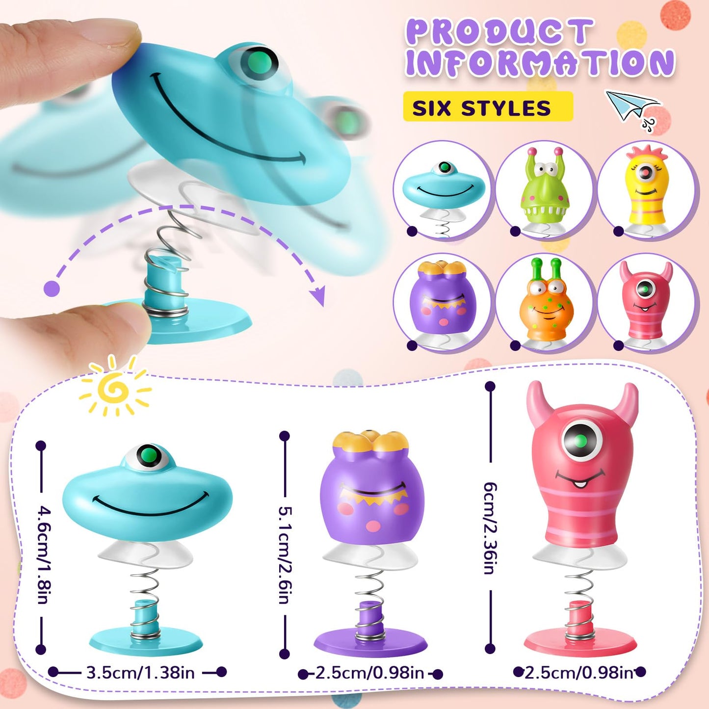 Deekin 24 Pcs Big Eye Animal Spring Launcher Toys,6 Styles Jumping Bouncy Spring Party Favors for Boys Girls, Classroom Prizes Return Gifts Goodie Bag Fillers