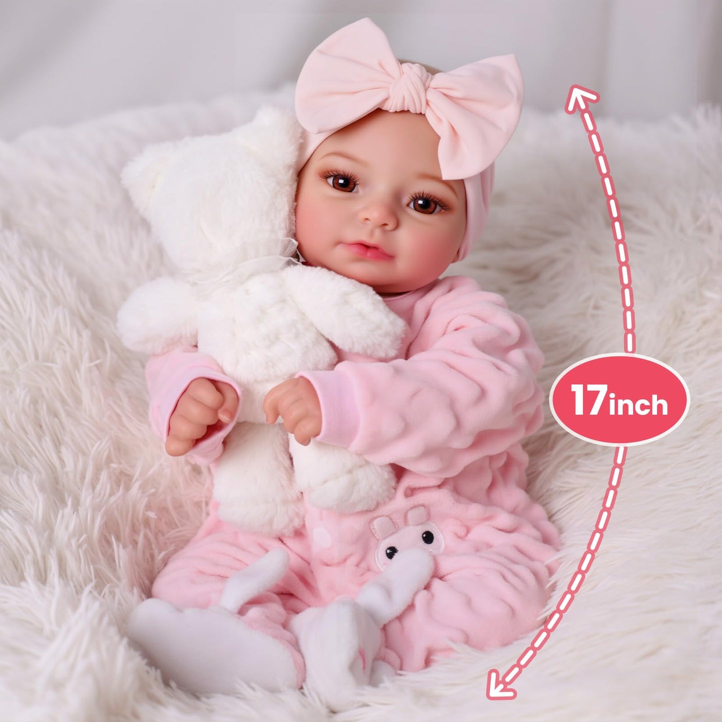 BABESIDE Reborn Baby Dolls Girls - 17-inch Cute Soft Vinyl Realistic Baby Doll Real Life Baby Dolls with Complete Accessories Perfect for Cuddling, Playtime, and Gift Giving