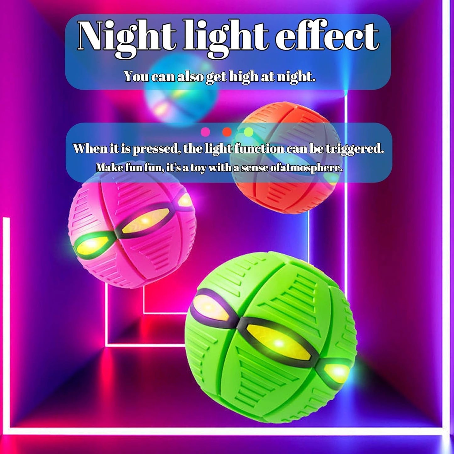 AITIDE Magic Bouncing Ball, Magic Bouncing Ball with 6 Light, Dual Form Freely Switchable, Parent-Child Interaction Suitable for Indoor & Outdoor Use (Light Pink)