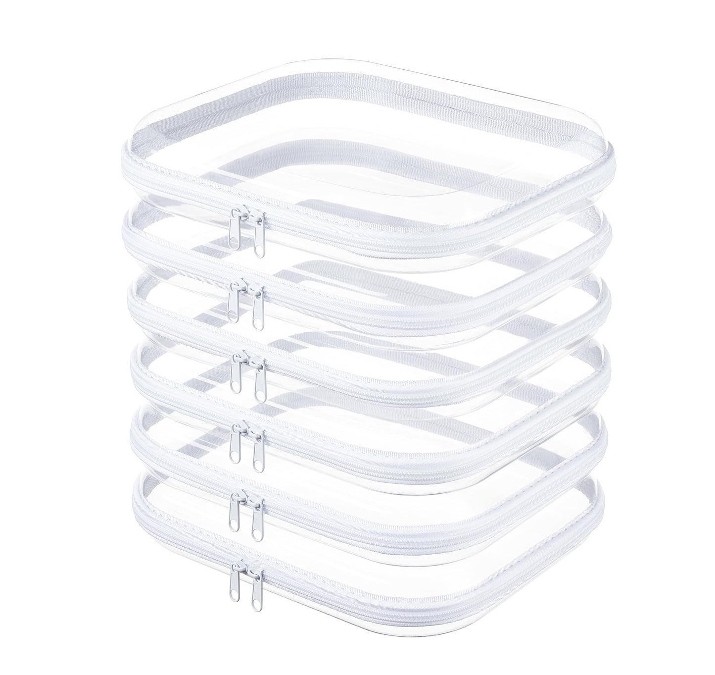 WELPIRT 6-Pack Large Clear Hard Shell Zipper Pouches, Clear Zipper Bags, Hard Case Pouches for Purse & Diaper Bag Organizer,and Travel Essentials（6L）