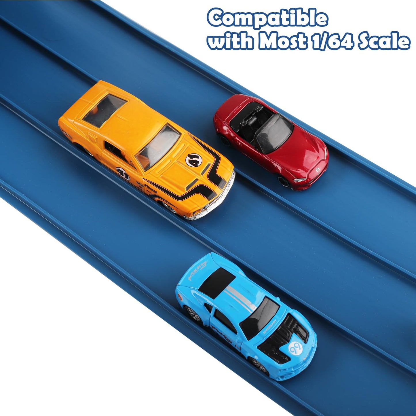 3-Lane Flexible Race Track for Kids 15ft Race Car Track Compatible with Diecast 1/64 Scale Cars, Flexible Car Track Race Ramp Toy with Strong Suction Cups