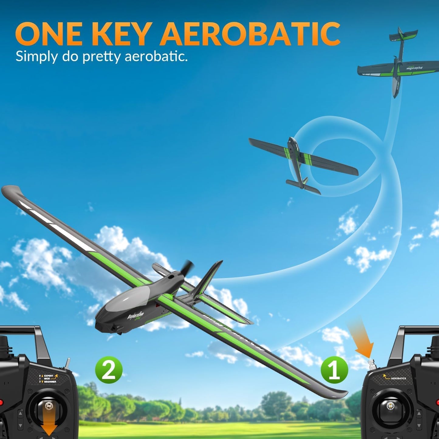 volantexrc RC Plane, 4CH Remote Control Glider Airplane RTF with 6-Axis Gyro, 3 Modes & Aerobatics Easy to Fly, 2.4GHz Radio Controlled Aircraft for Beginners& Adults, Ranger600 Stunt, Black