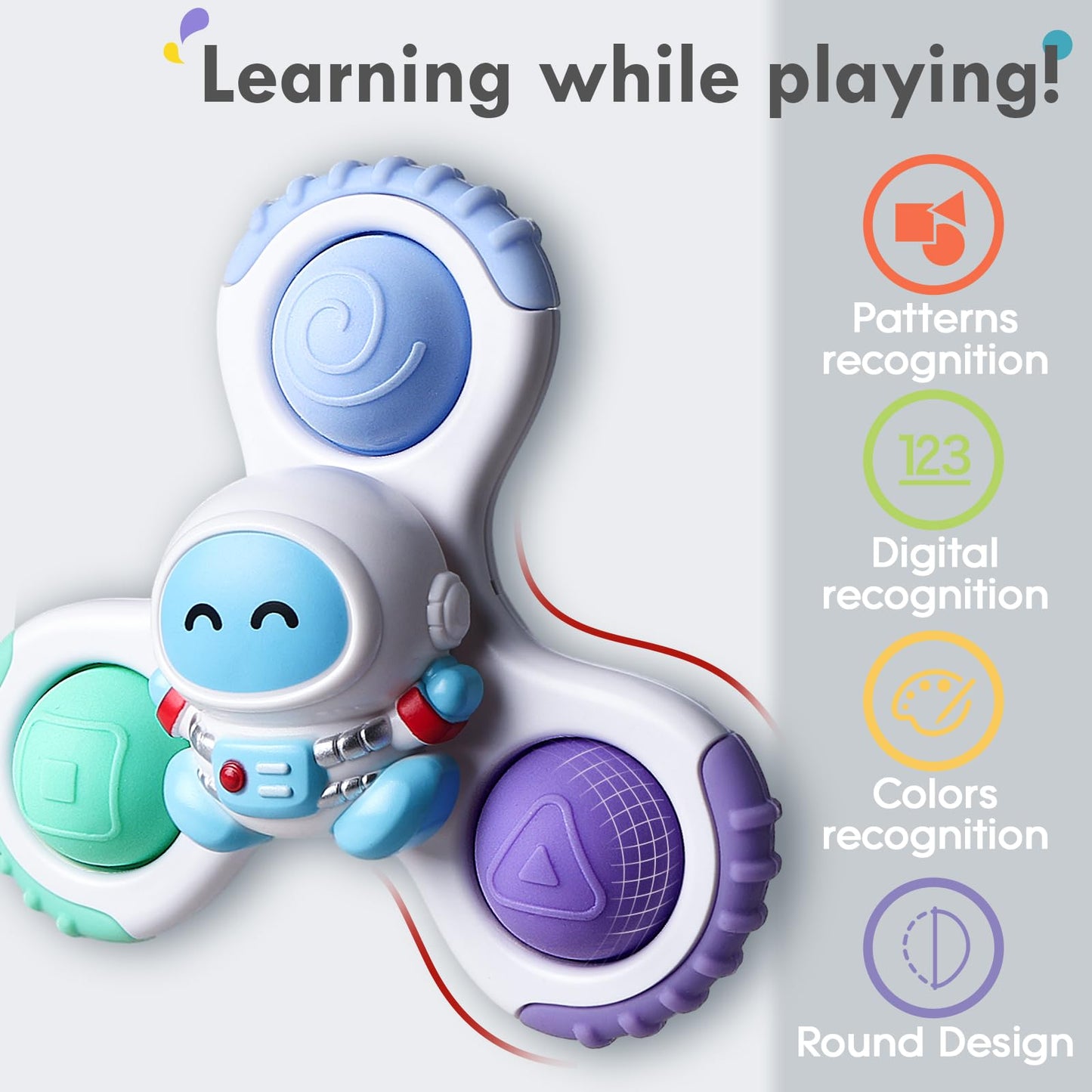 ALASOU 7 PCS Dinosaur Car Toys with Playmat and 3 PCS Suction Cup Rotating Toys for Infant and Toddlers