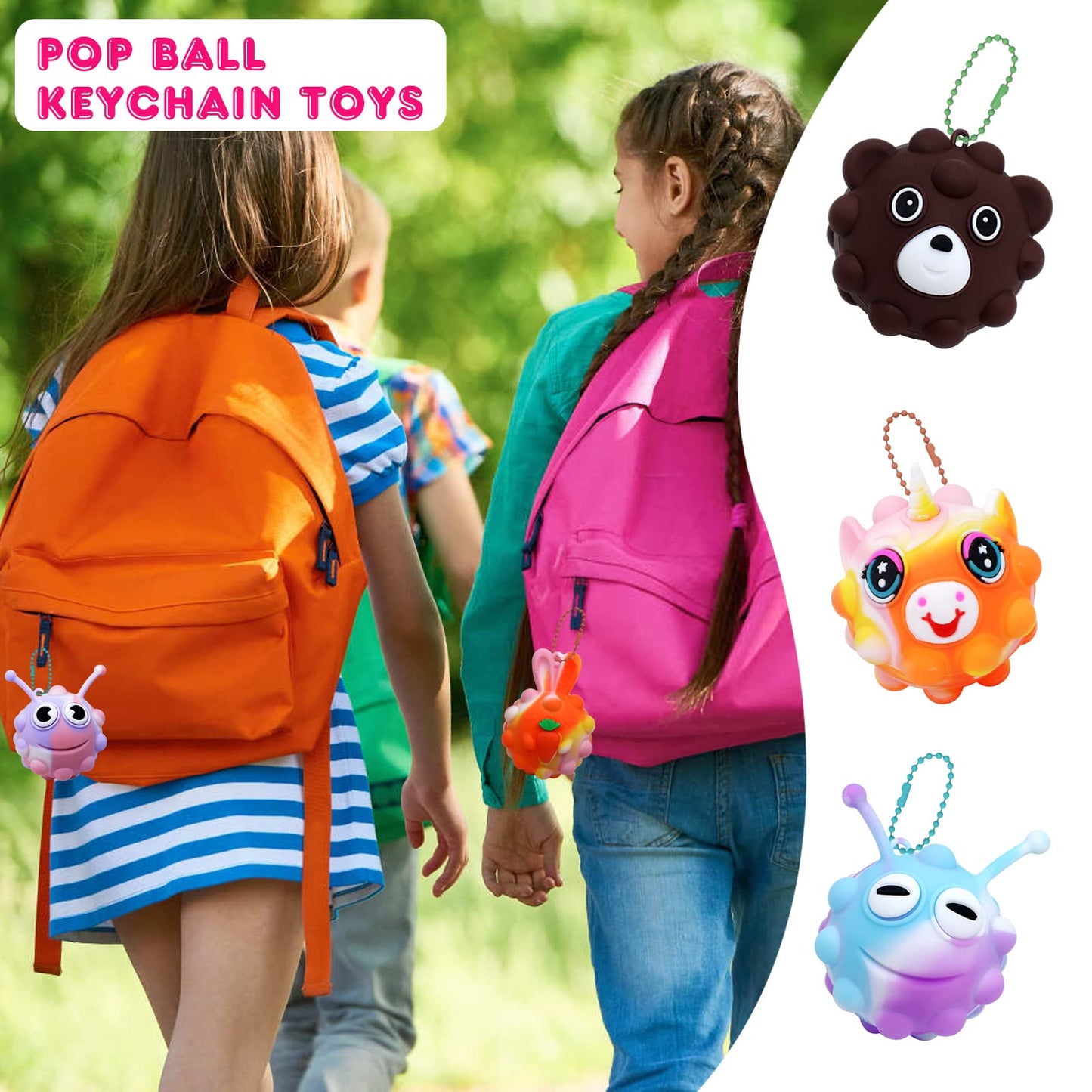 18 Pack Fidget Balls Party Favors, 2 inch 3D Animal Pop Balls Fidget Toys, Party Favors for Kids 4-12, Goodie Bags Stuffers, Pinata Stuffers, Birthday Gifts, Classroom Prizes, Treasure Box Toys