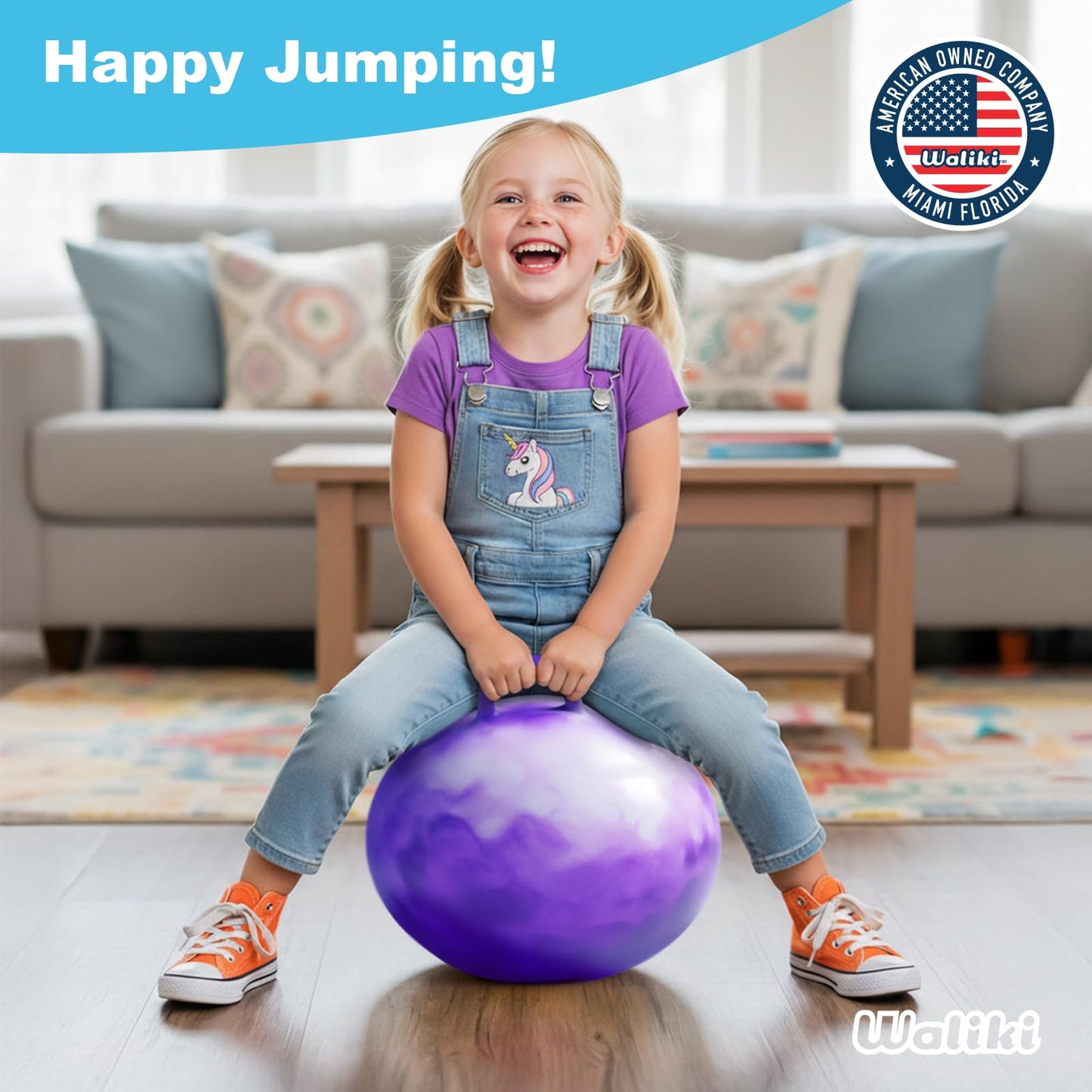 WALIKI Hopper Ball Toy for Girls 3 4 5 or 6 Years Old | Hippity Hop Ball | Jumping Hopping Ball | Cool Birthday Gift | Purple | 18"