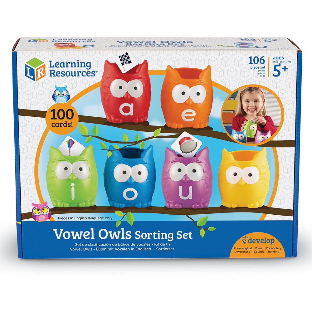 Learning Resources Vowel Owls Sorting Set - Phonics Games for Kids, Vowel Sounds, Toddlers Vocabulary Building, ABC Word Game, Reading skills Toys, Learn to Read, Gifts for Boys and Girls