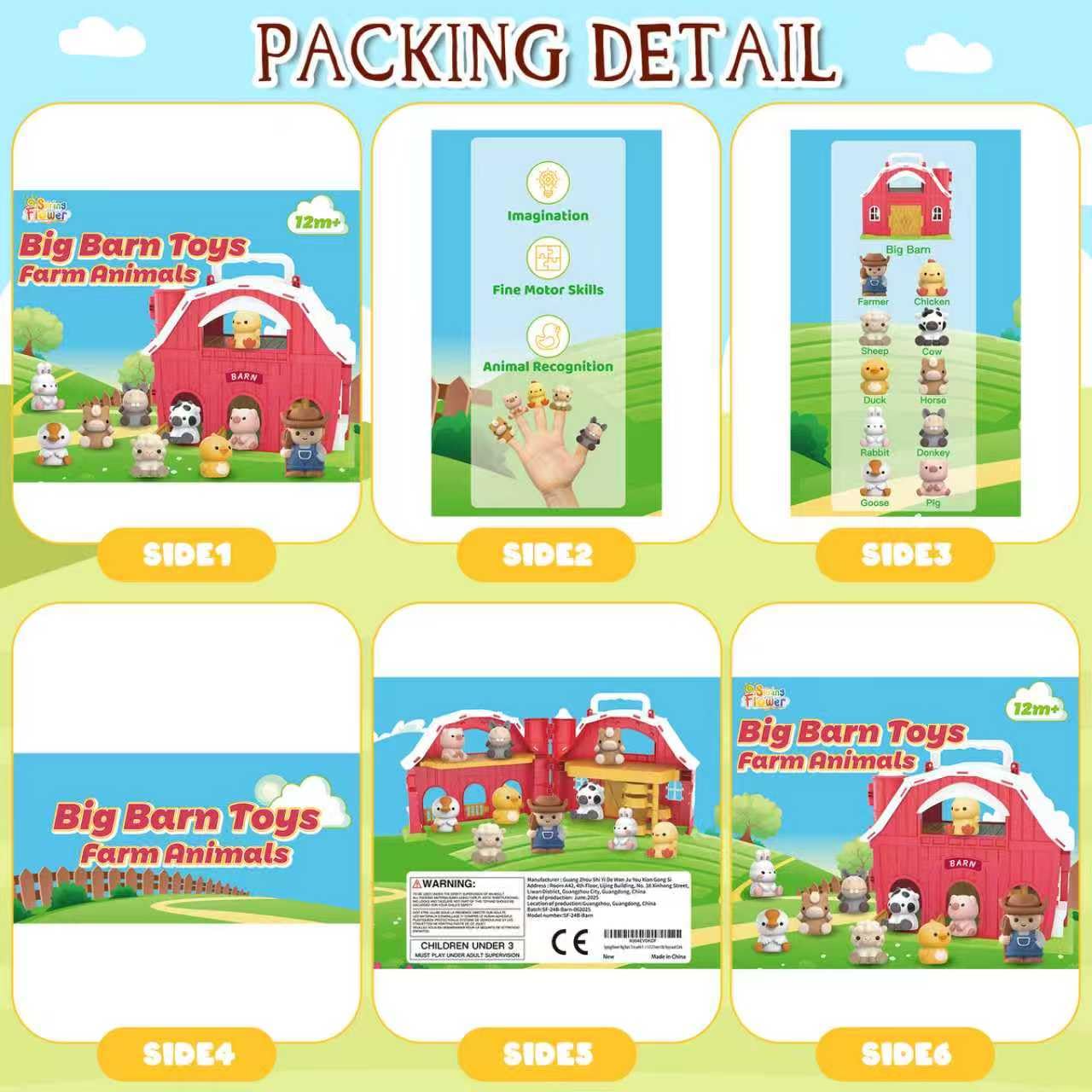 SpringFlower Toddler Toys for 1 2 3 Years Old Boys and Girls, Big Barn Toy with Farm Animal,Educational Montessori Toys, Farm Pretend Playset Toy, Christmas Birthday Gift for Toddler Baby Boys Girls