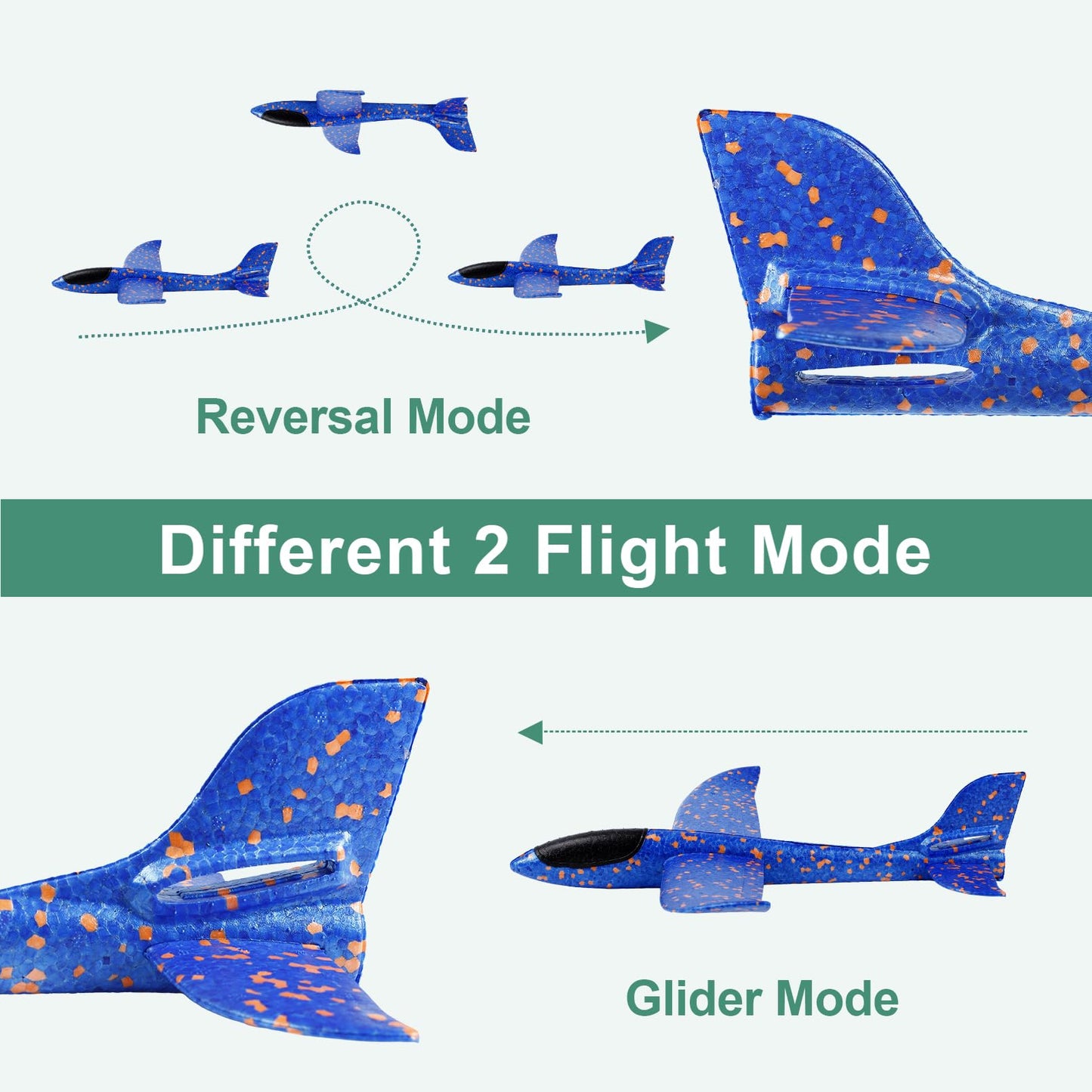 IJRPLM 2 Pack Airplane Toys, 17.5" Large Throwing Foam Plane, 2 Flight Mode Glider Plane, Foam Airplanes for Kids, Outdoor Sport Toys Birthday Party Favors, Gifts for 3-7 Year Olds Boy