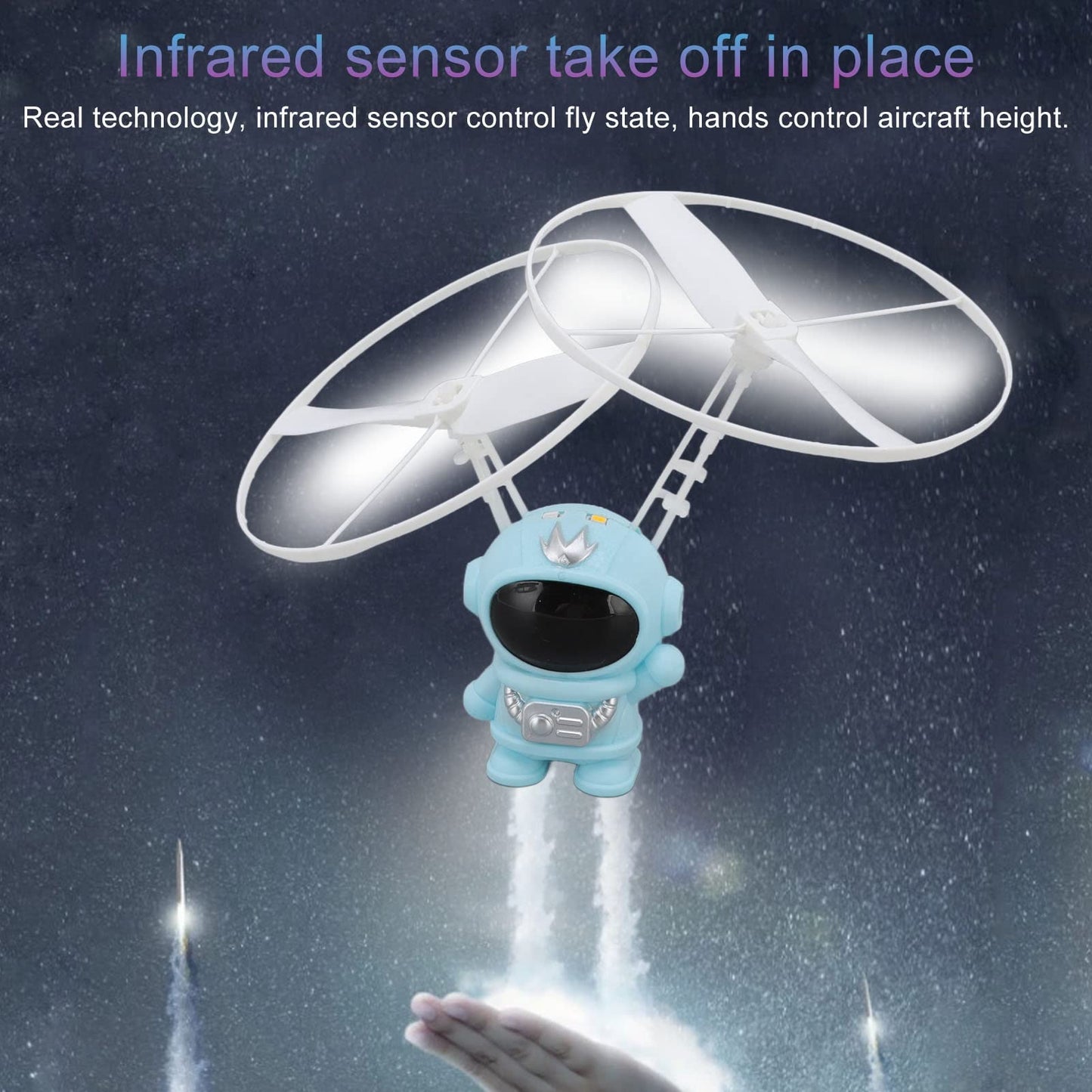 TOPINCN Astronaut Induction Flying Plaything, Levitation Aircraft Gadget with LED Lights, Stable Intelligent Hover Flying Saucer, Science Techs Desk Decor for Boys Girls Adults (Blue)