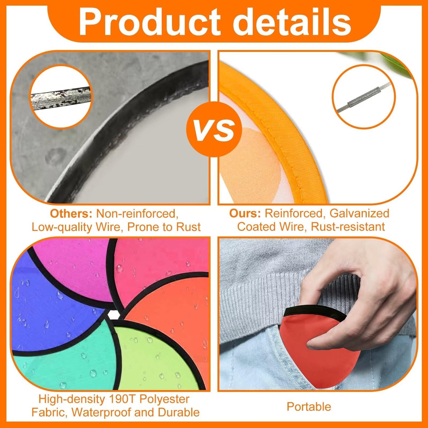 YEAHACLUB 28PCS Foldable Flying Disc Fans with Bags, 9.8'' DIY Handheld Black Egde Fabric Folding Fan for Outdoor Game Activities Birthday Party Favors Gifts, 14 Colors