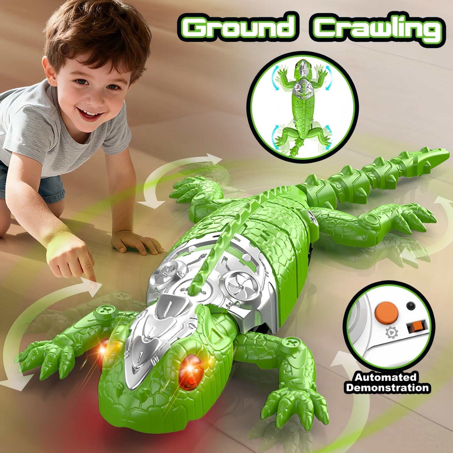 DOLGZIS 2026 Wall Crawler Gecko, Rechargeable Remote Control Robot Kids Toys, Gecko Wall Climbing Toy for Kids, Birthday, Easter, Christmas & Festival Gifts for Boys, Girls