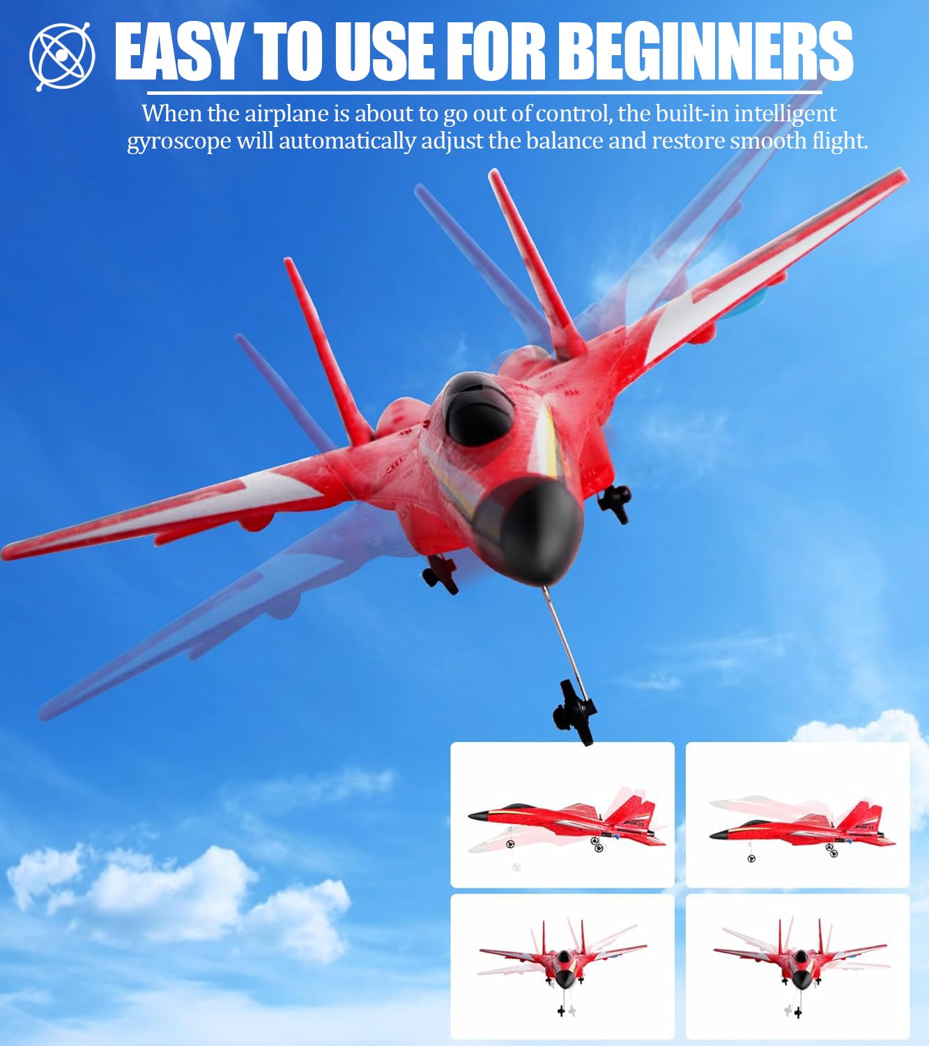 crohorizon Remote Control Airplane for Ages 14 Years and Up, 2 Channels Foam RC Planes Jet Wireless Toy,Hobby RC Aircraft Glider for Beginners Teen Adult Red