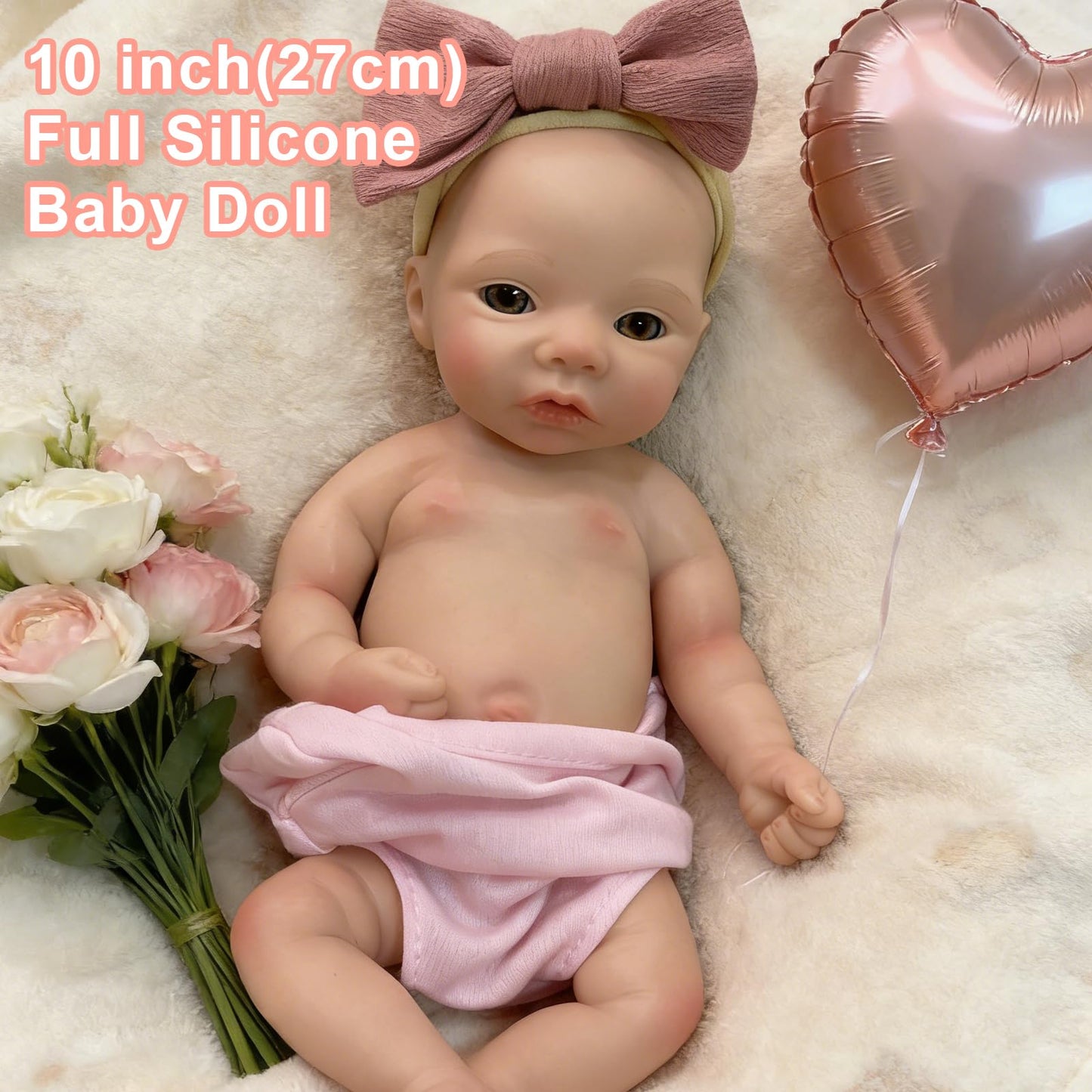 OtardDolls 10 Inch Silicone Baby Doll Full Body Soft Silicone Reborn Baby Mini Silicone Baby Dolls Reborn Baby Dolls Handmade Real Babies Dolls Set