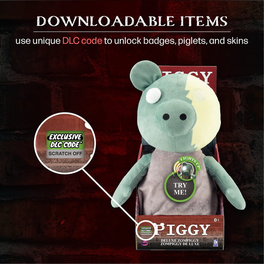 PIGGY ZomPiggy Plush Stuffed Animal Toy with Light Up Eye and Sounds, 13"